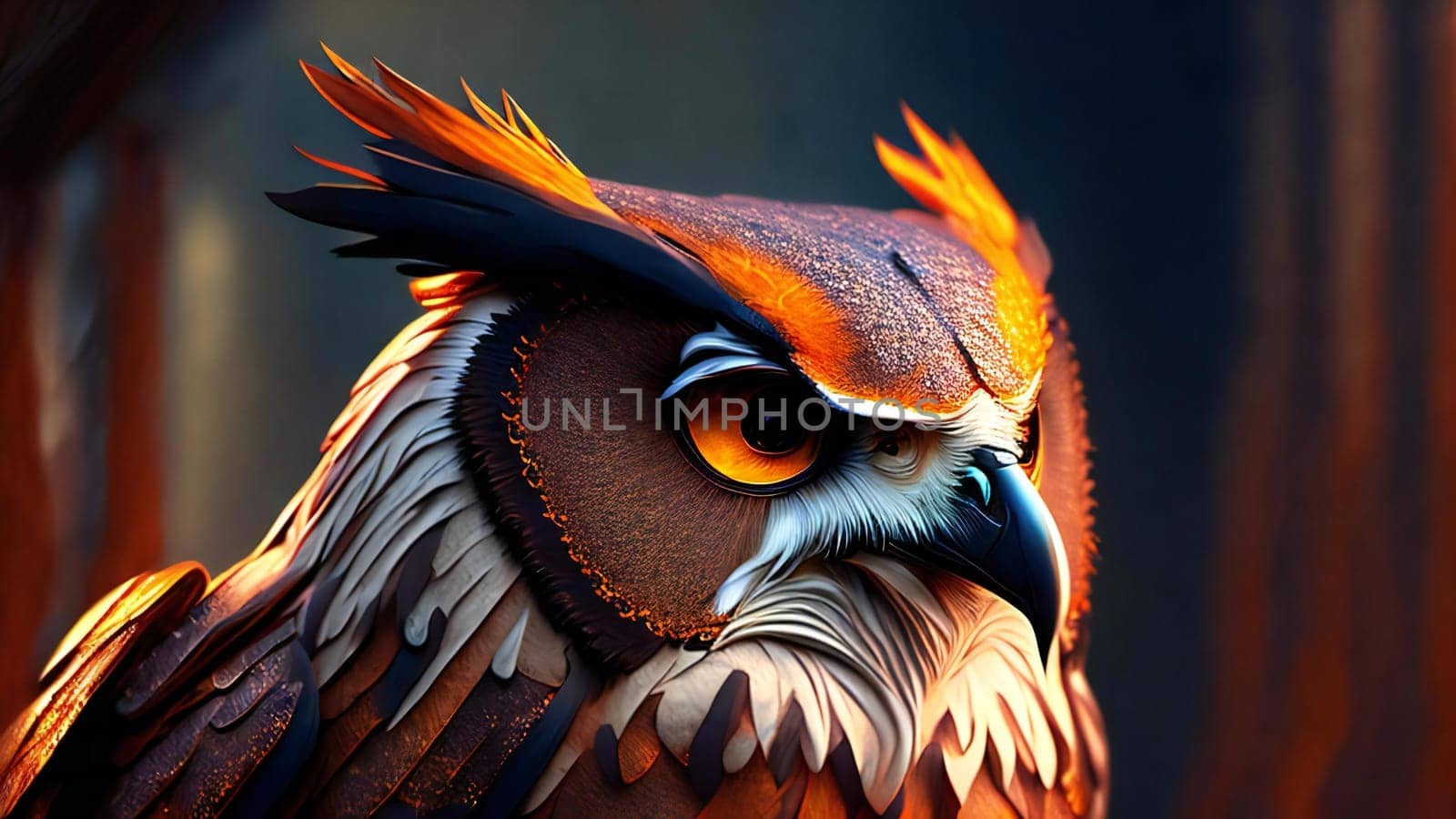 Owl in a zoo, close-up view, 3d render, ai generated