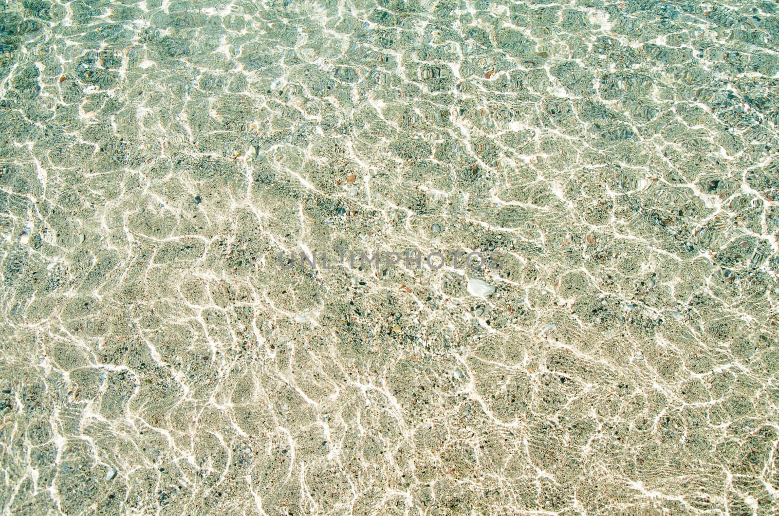 Top view of blue sea and sand texture. Aerial beach ocean water background. Bright and light instagram photo filter.
