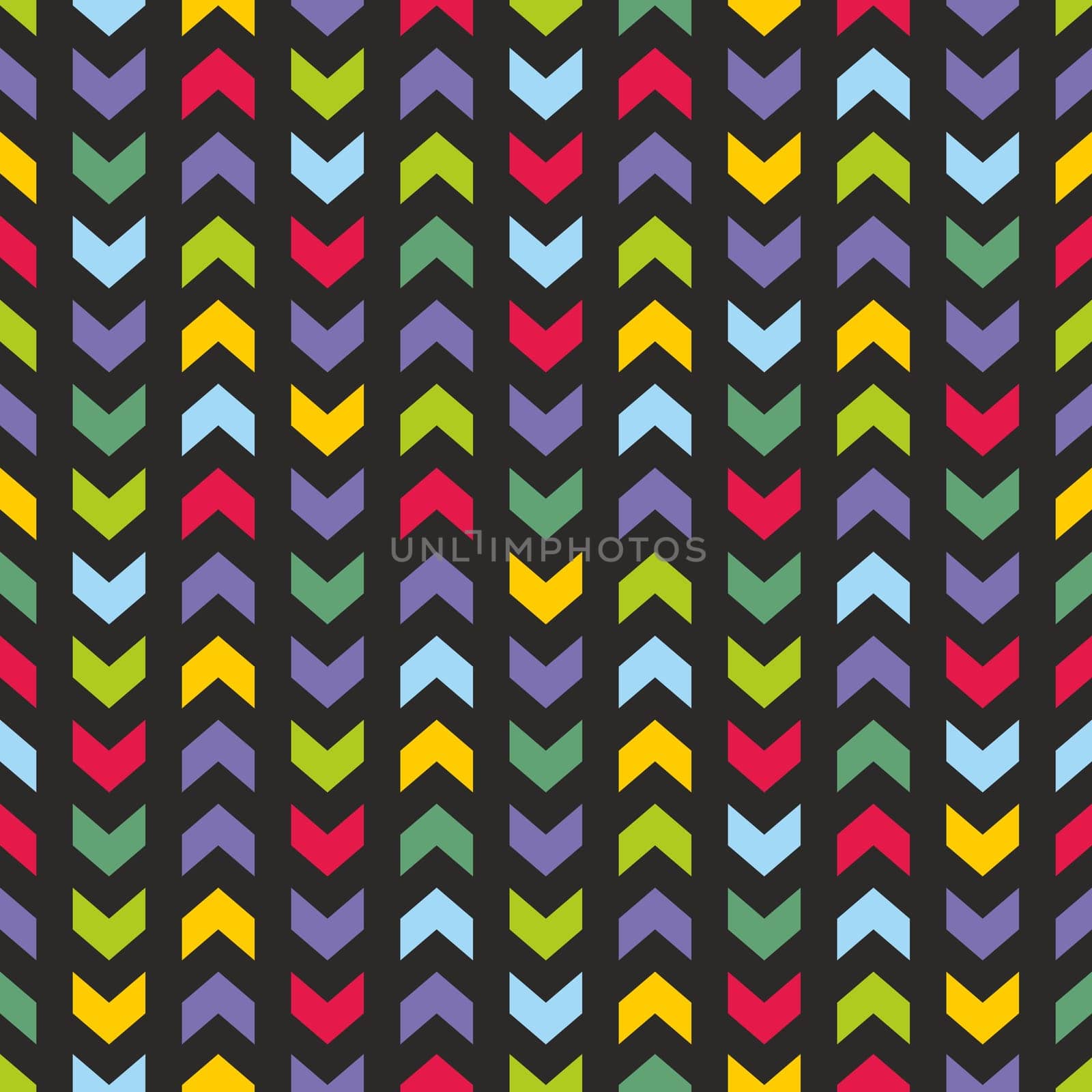Vector Chevron seamless dark colorful tile pattern, texture or background with zig zag stripes on black background. Desktop wallpaper or website wrapping background