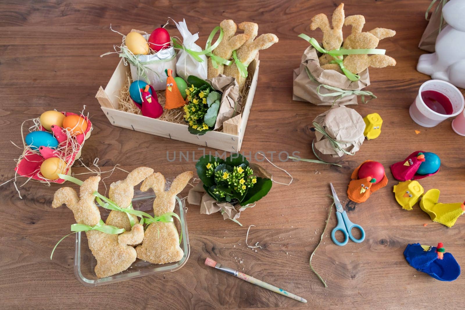 Handmade pastel easter eggs for easternest at april. Decorative holidays present crafting time for traditional beautiful decoration.
