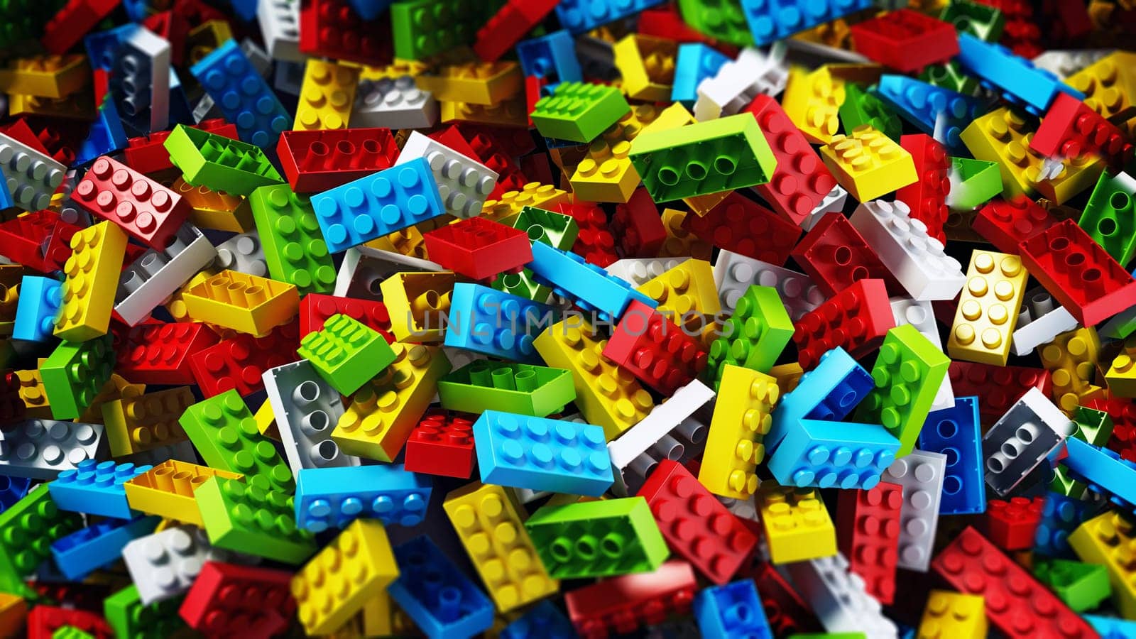 Multi colored building blocks background. 3D illustration.