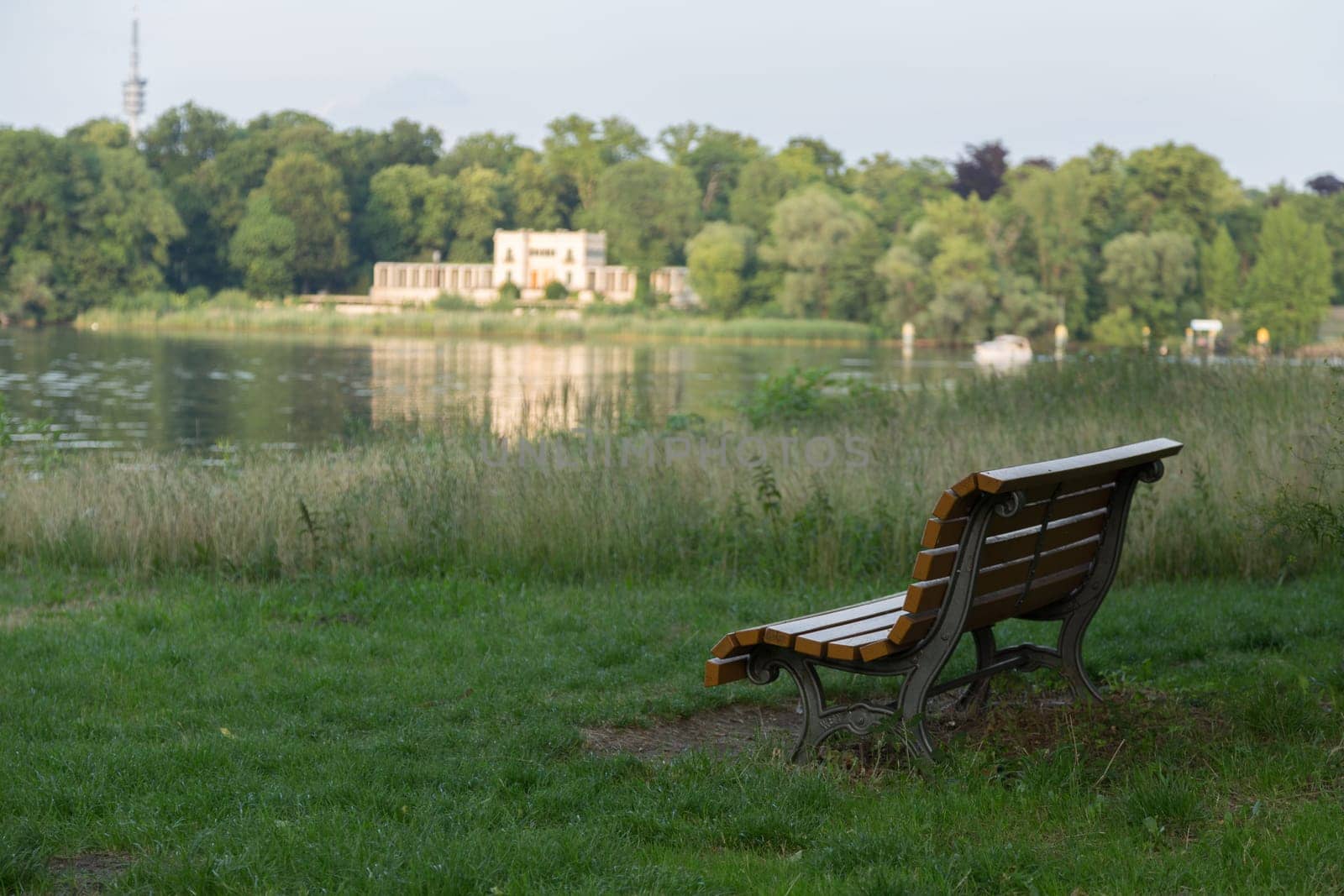 Bench on the shores of Lake Jungfernsee in Potsdam
