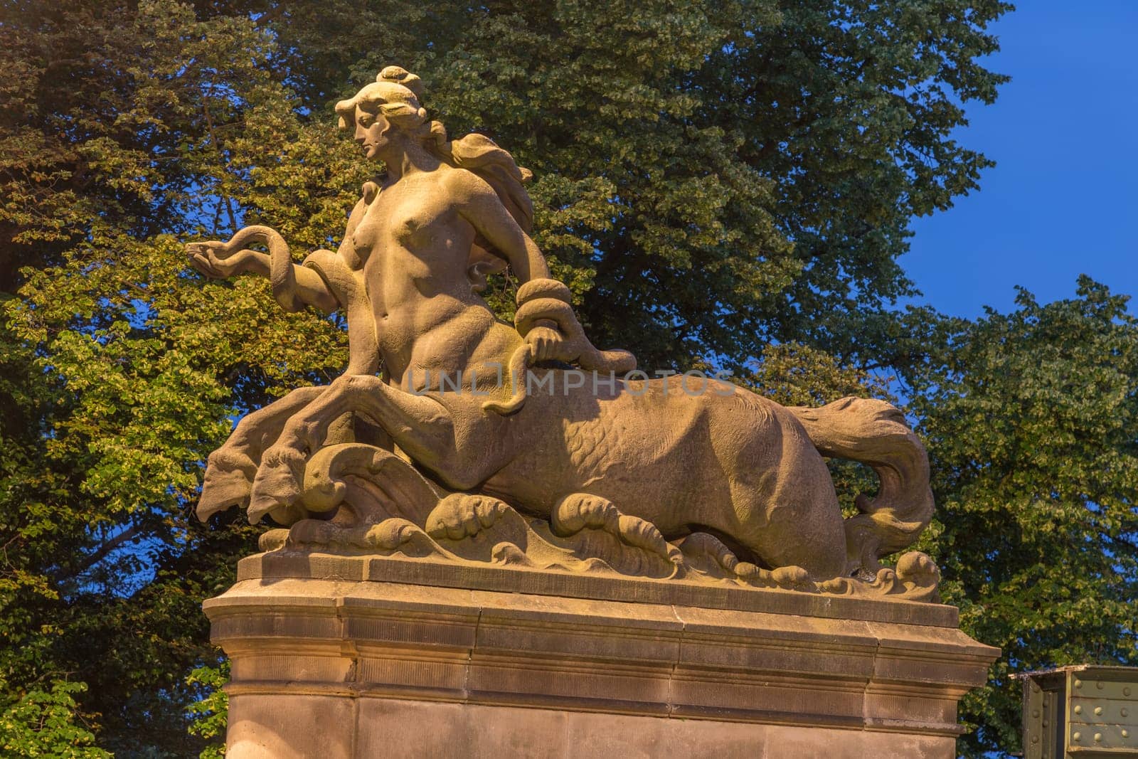 Statue of a horse woman at the Glienicker Bridge in Potsdam