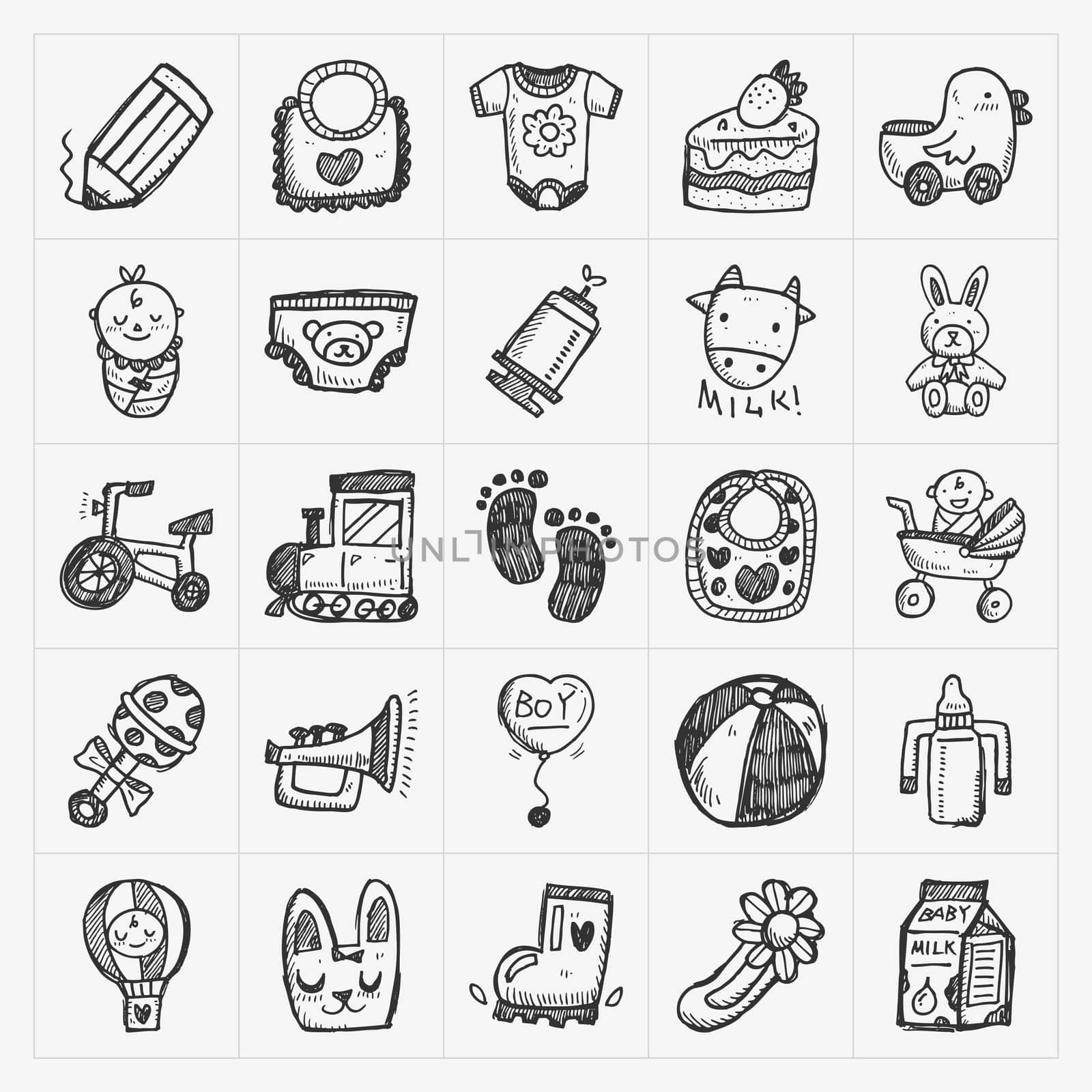 doodle baby icon sets