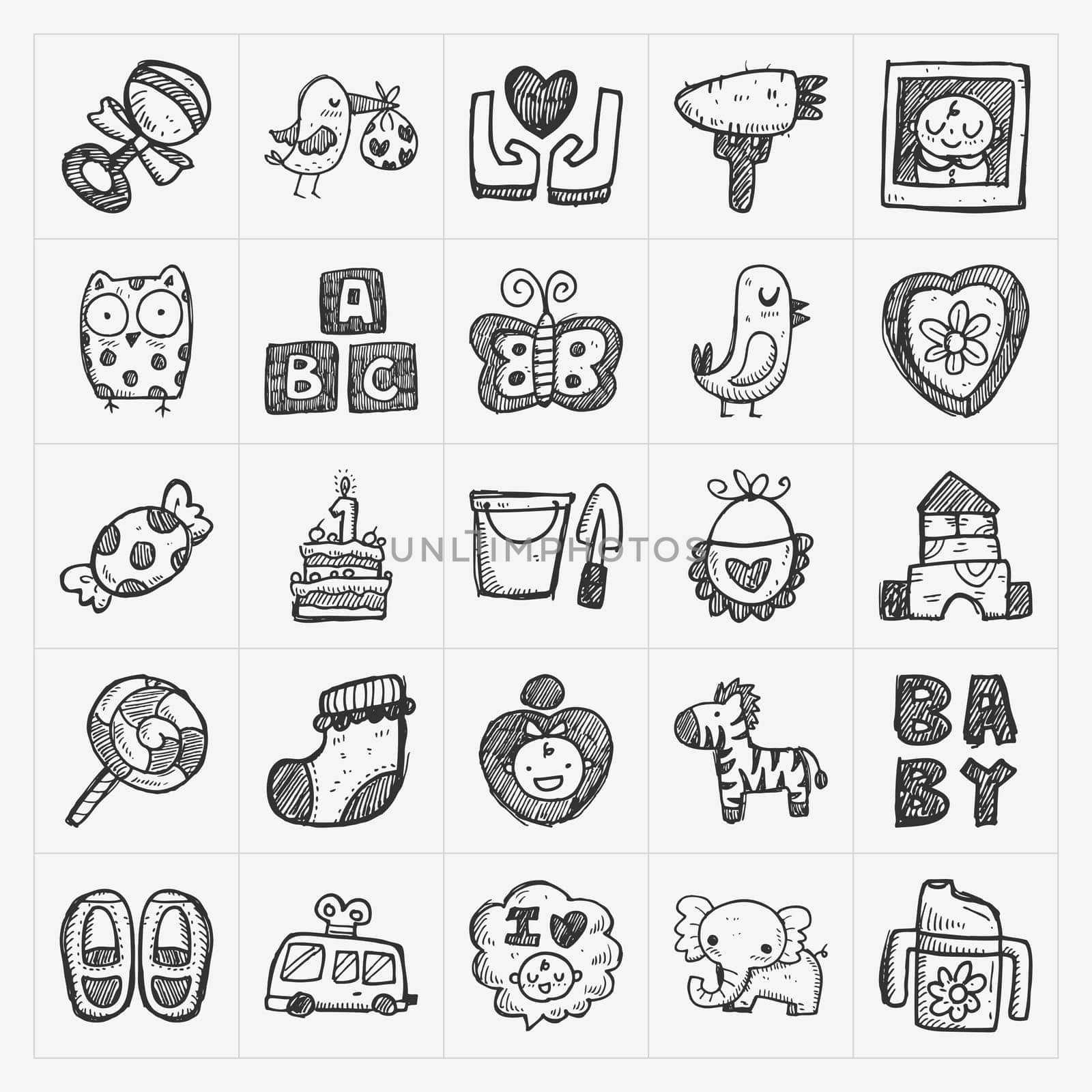 doodle baby icon sets