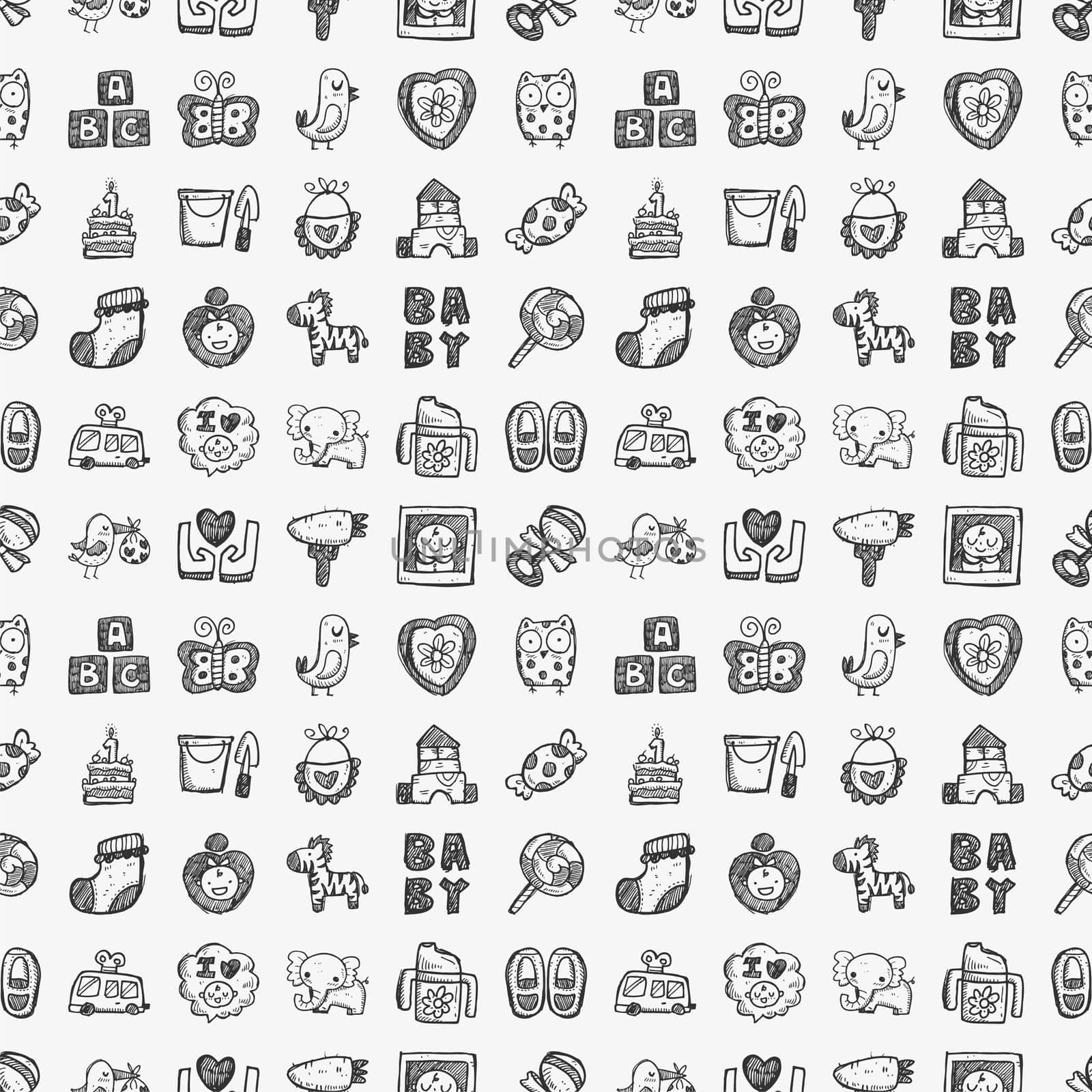 seamless doodle baby pattern