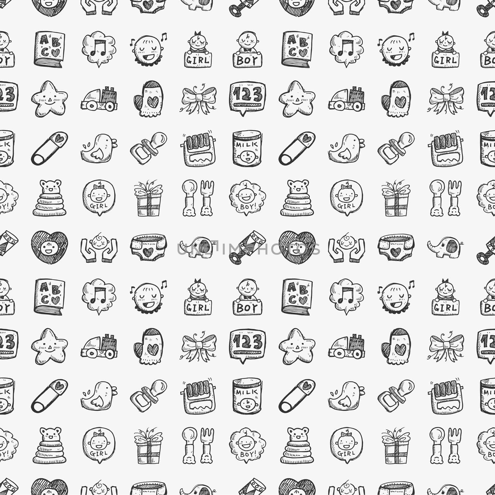 seamless doodle baby pattern