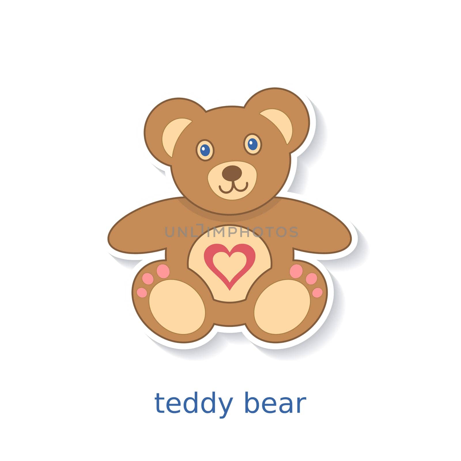 Cute colorful teddy bear icon with heart