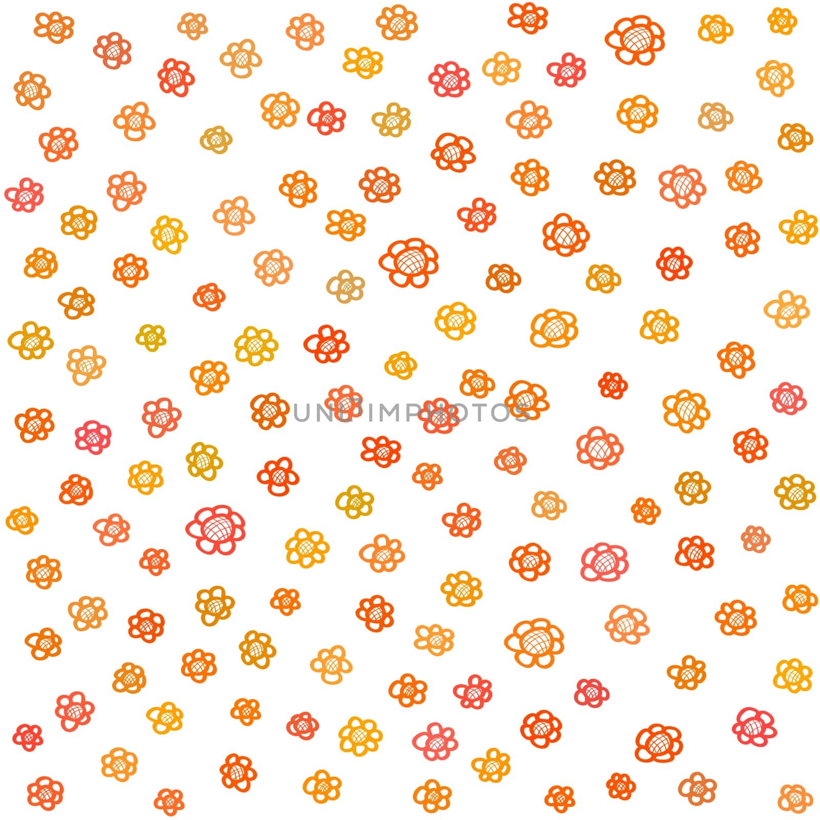 Little red and orange flowers - seamless background