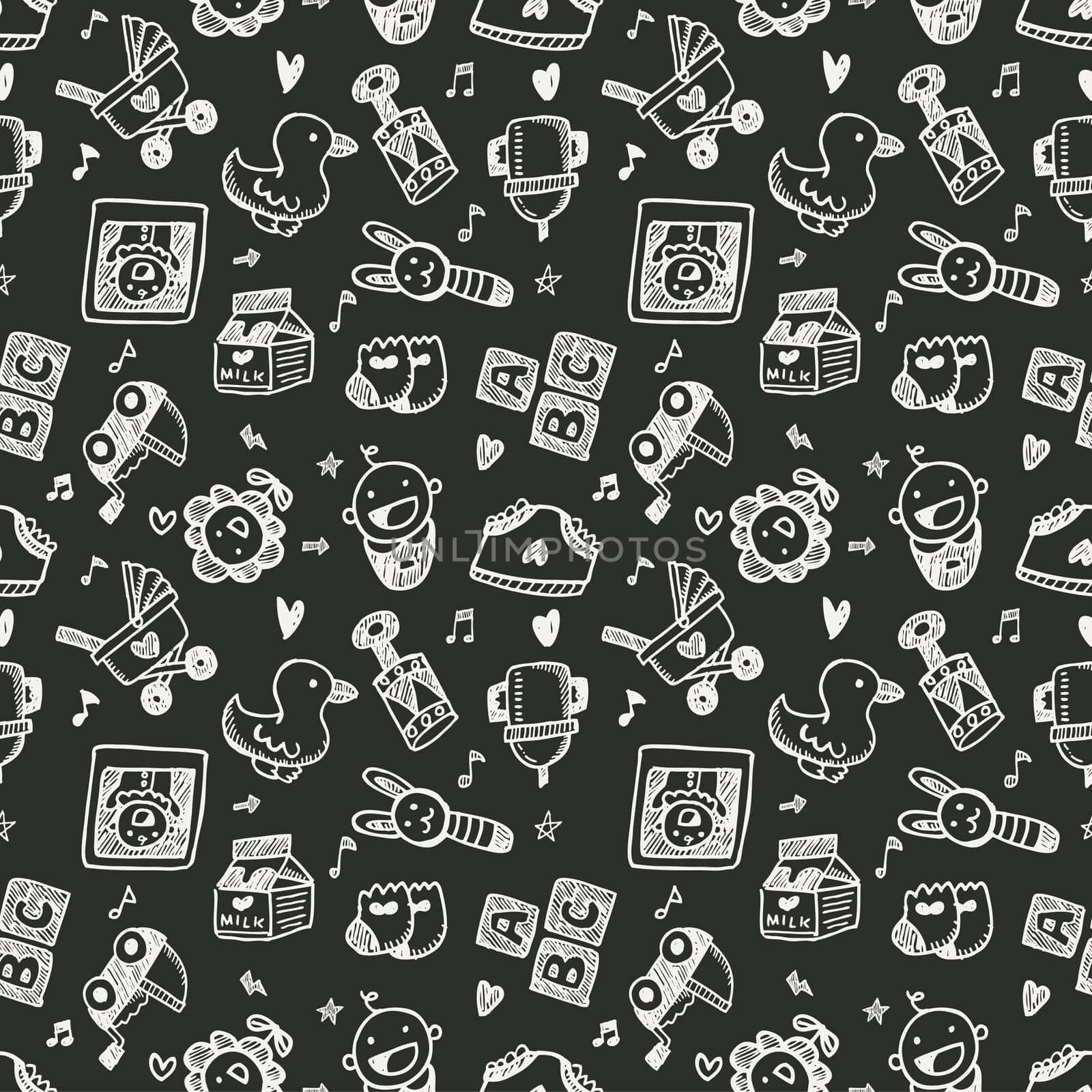 seamless doodle baby pattern background