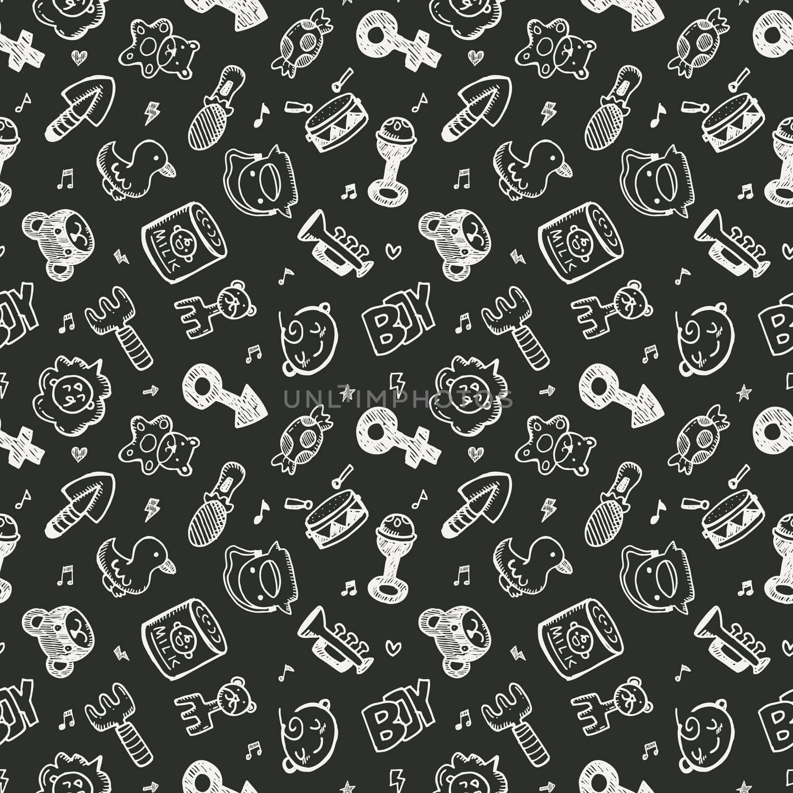 seamless doodle baby pattern background