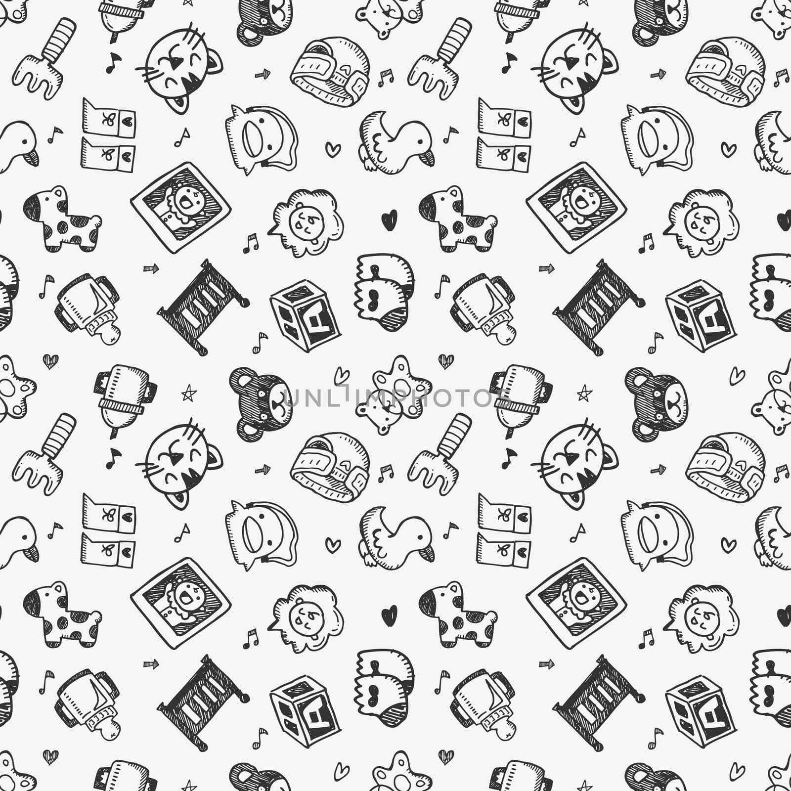 seamless doodle baby pattern background