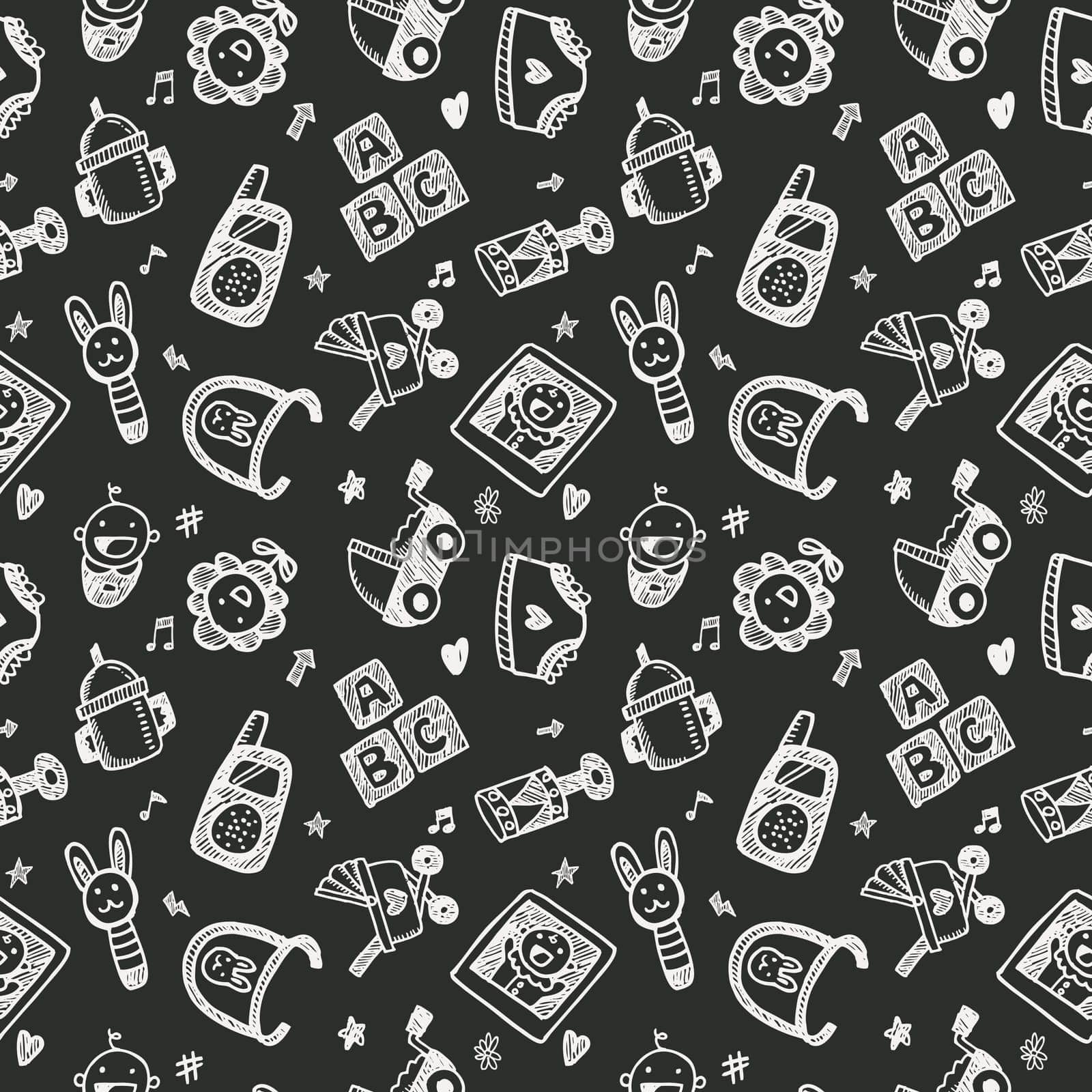seamless doodle baby pattern background