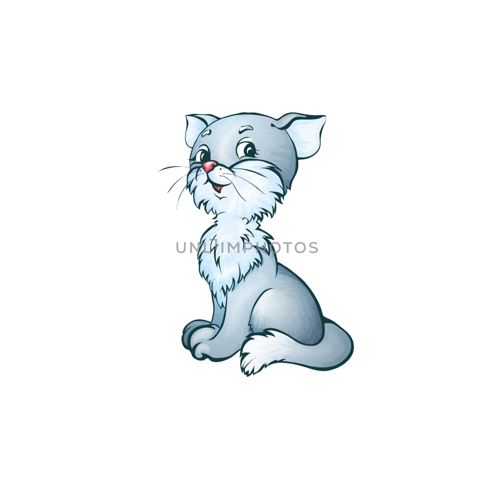 Vector illustration of cat in cartoon style on transparent background