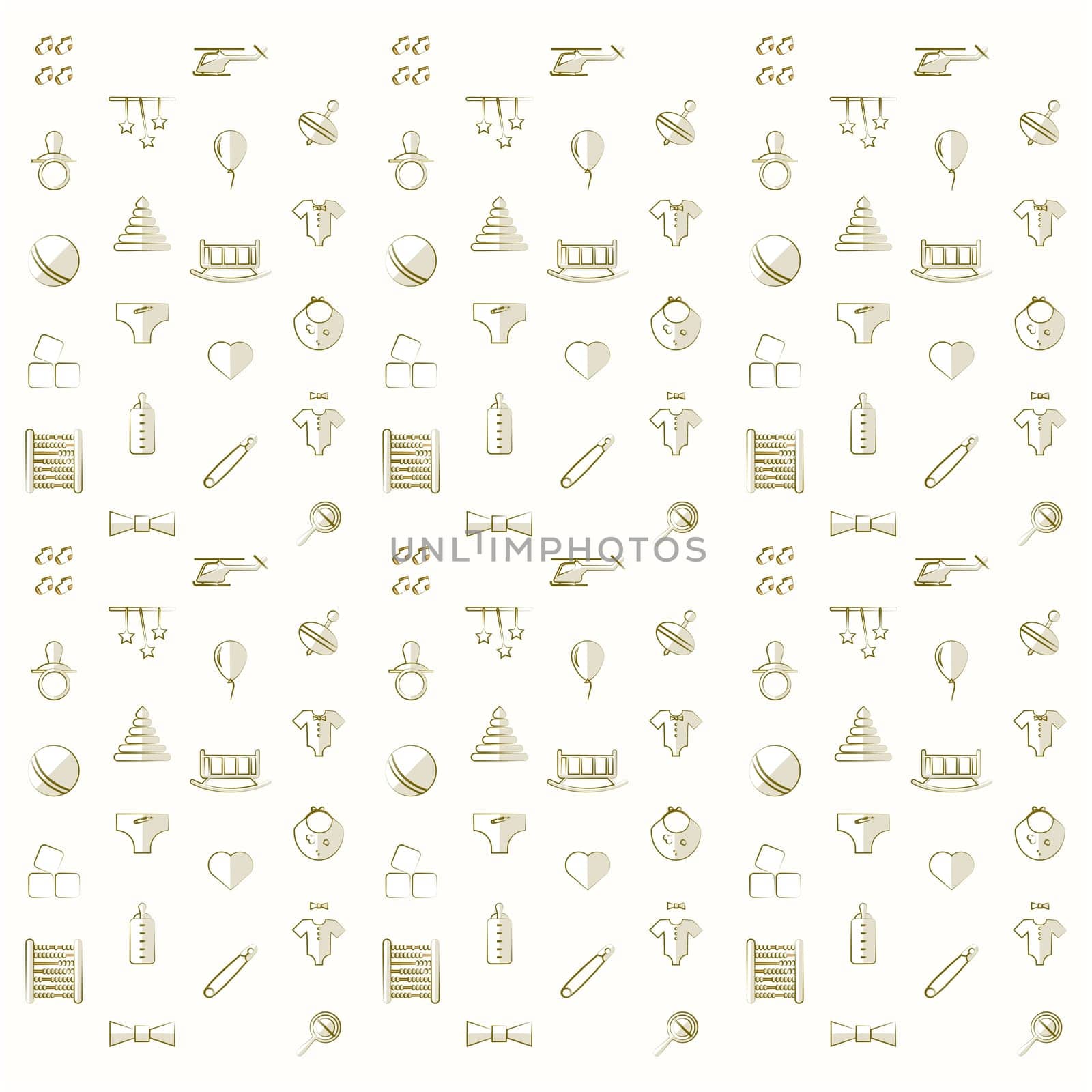 Vintage pattern with children toys on a white background.