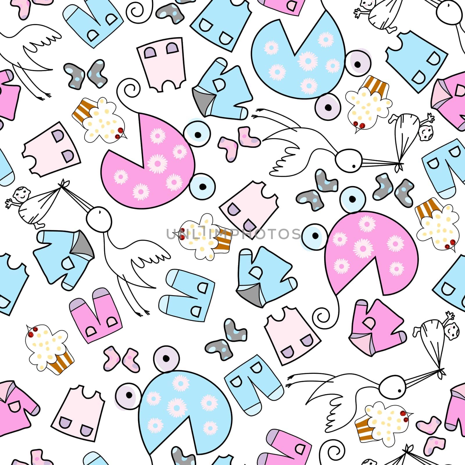 Baby seamless pattern. EPS 10 vector illustration without transparency.