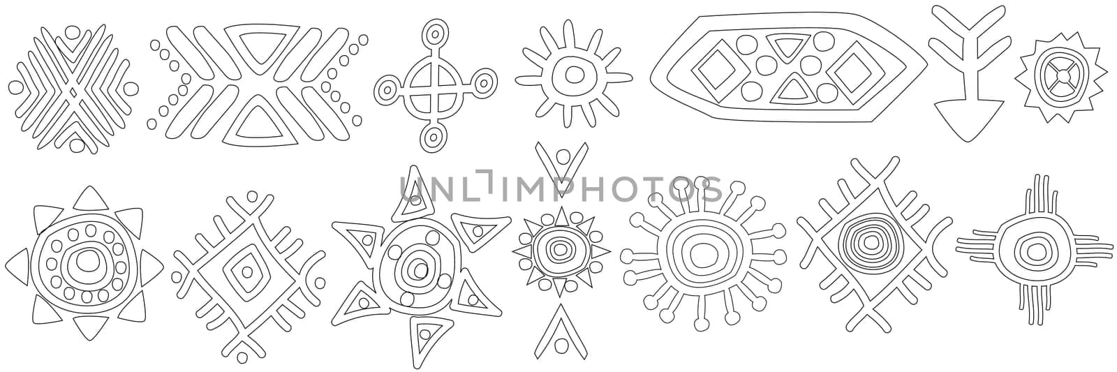 Set of abstract African tribal geometric motifs