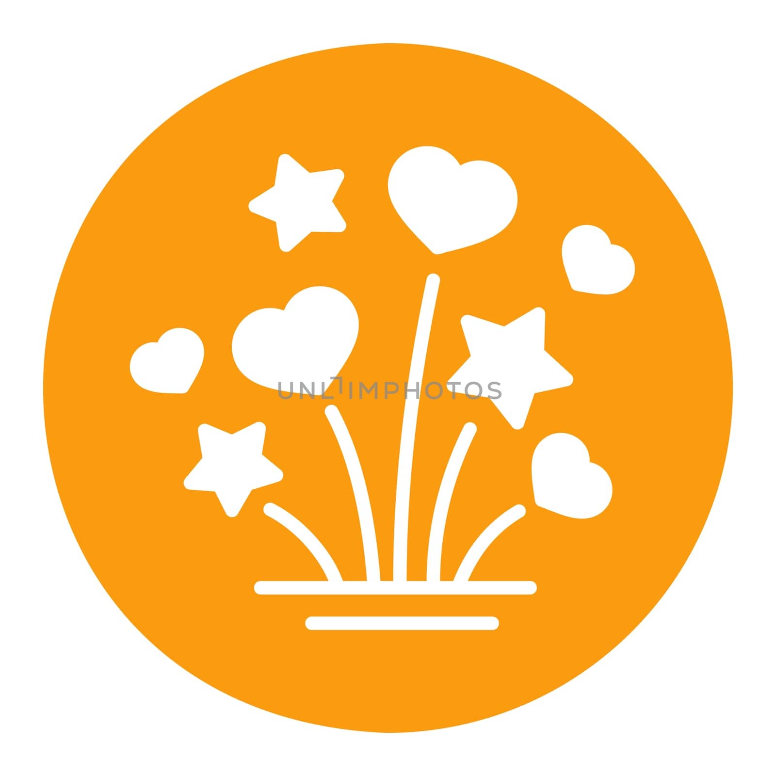 Fireworks explosion splash with stars and hearts isolated glyph icon. Vector illustration, romance elements. Sticker, patch, badge, card for marriage, valentine