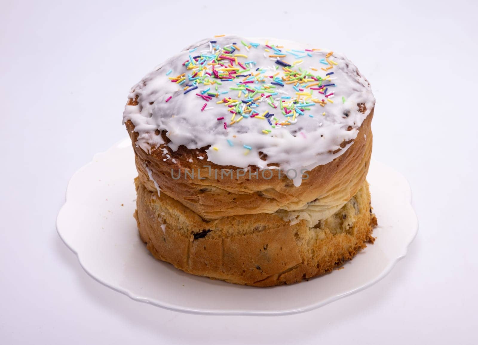 Traditional Ukrainian Easter Cake Kulich or Orthodox Christian Easter Bread.