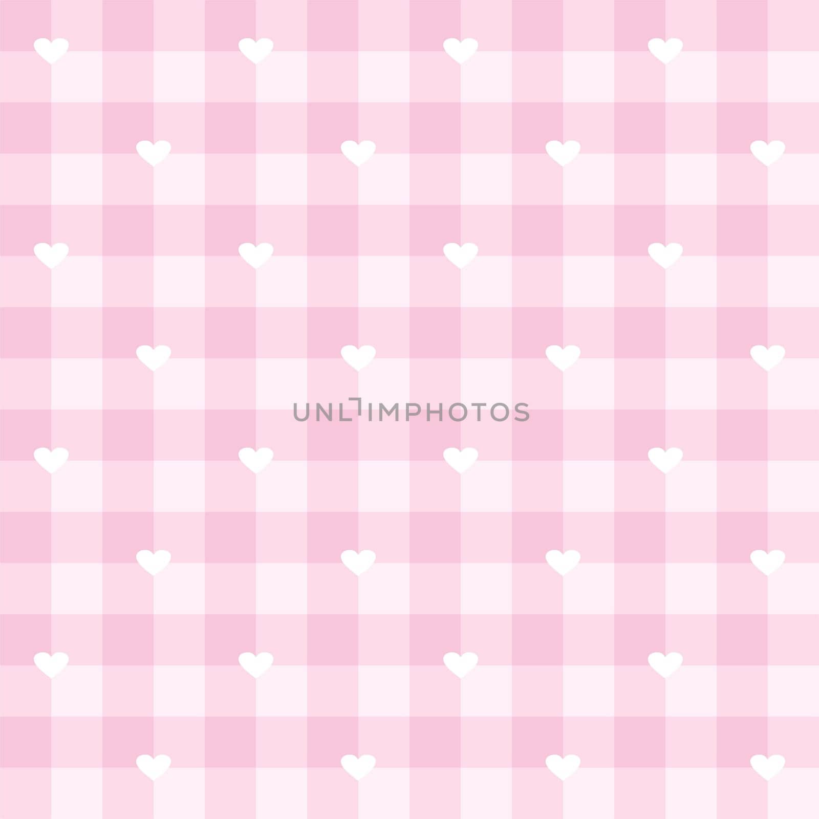 Seamless sweet vector pink valentines background full of love - checkered tile pattern or grid texture with white hearts for web design, desktop wallpaper or culinary blog website