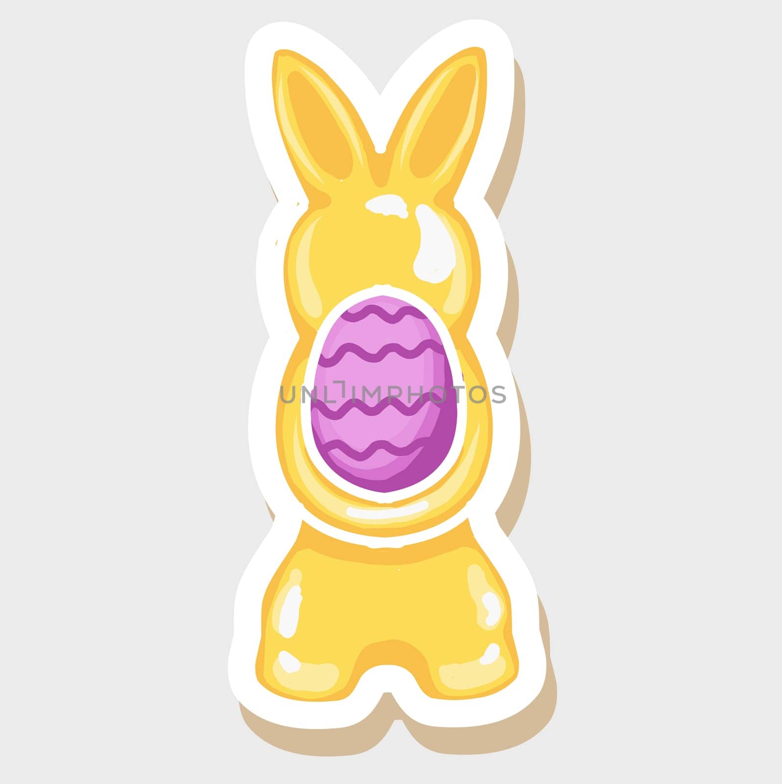 Yellow rabbit with an Easter egg. Easter clipart