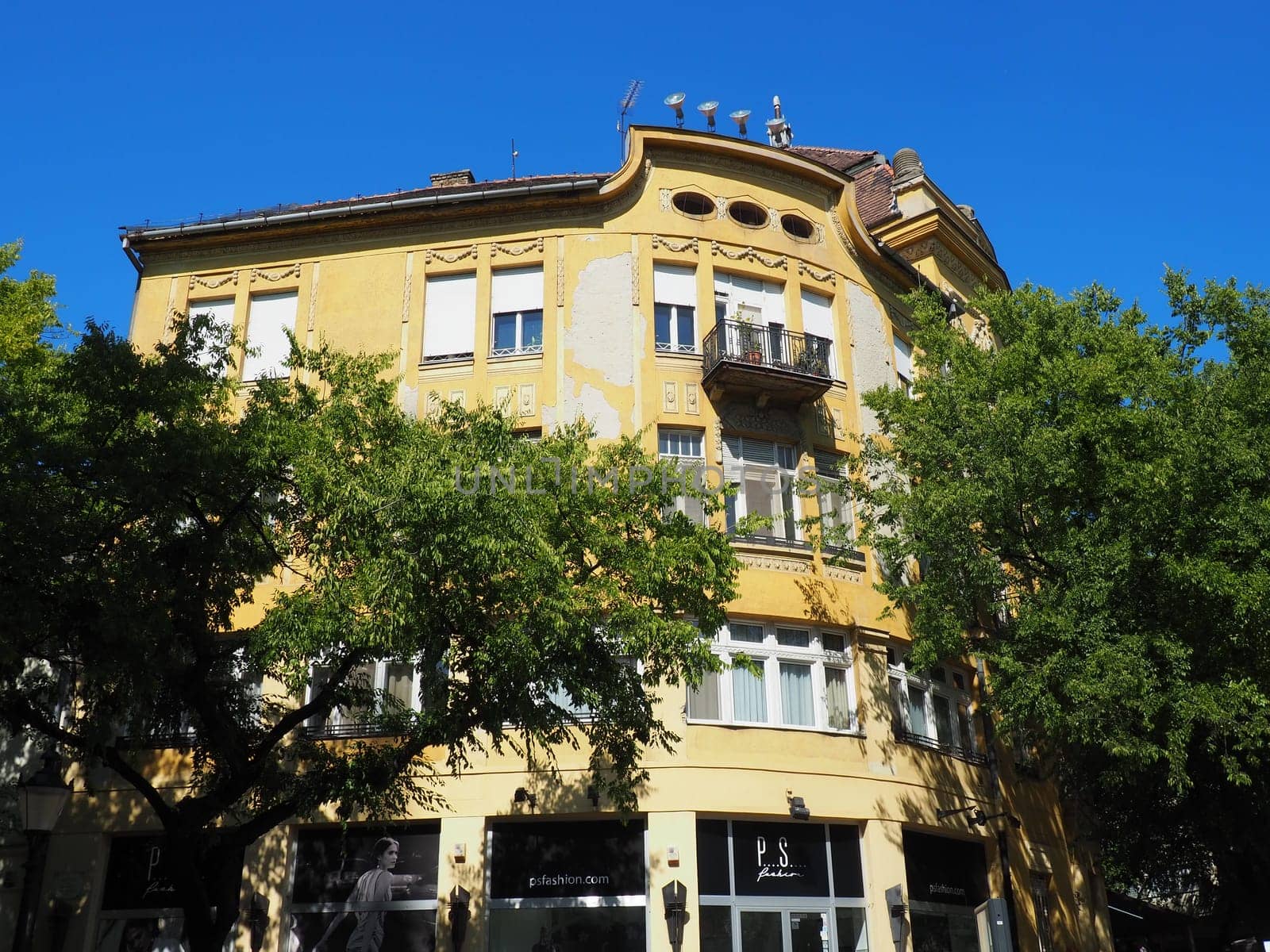 Subotica, Serbia, September 12 Subotica architecture, facades of historic buildings and landmarks. Subotica szabadka in Hungarian Art Nouveau style, Vojvodina, the former territory of Austria-Hungary