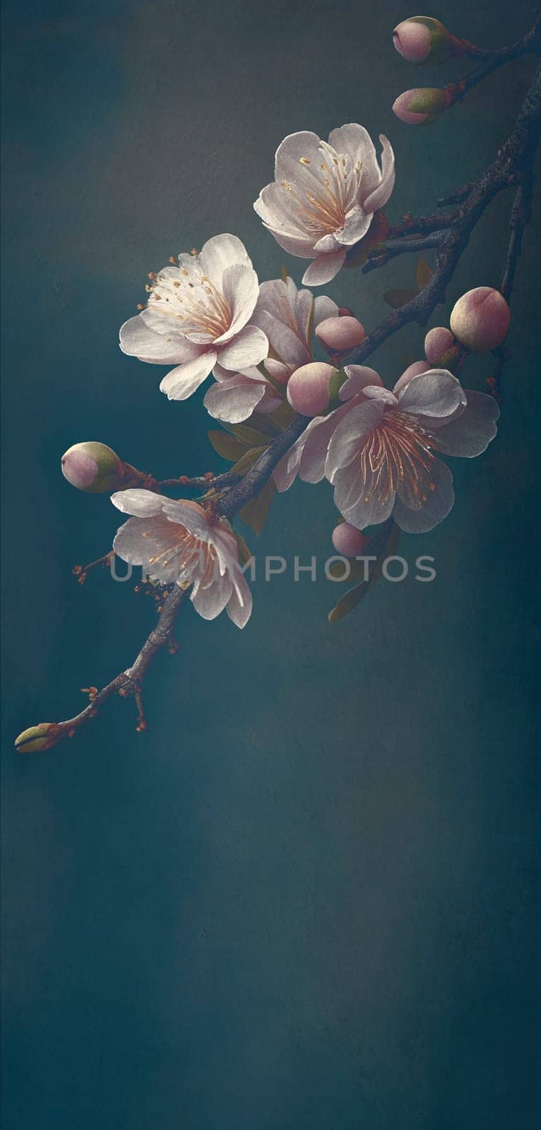 Closeup of spring pastel blooming flower in orchard. Macro cherry blossom tree branch..
