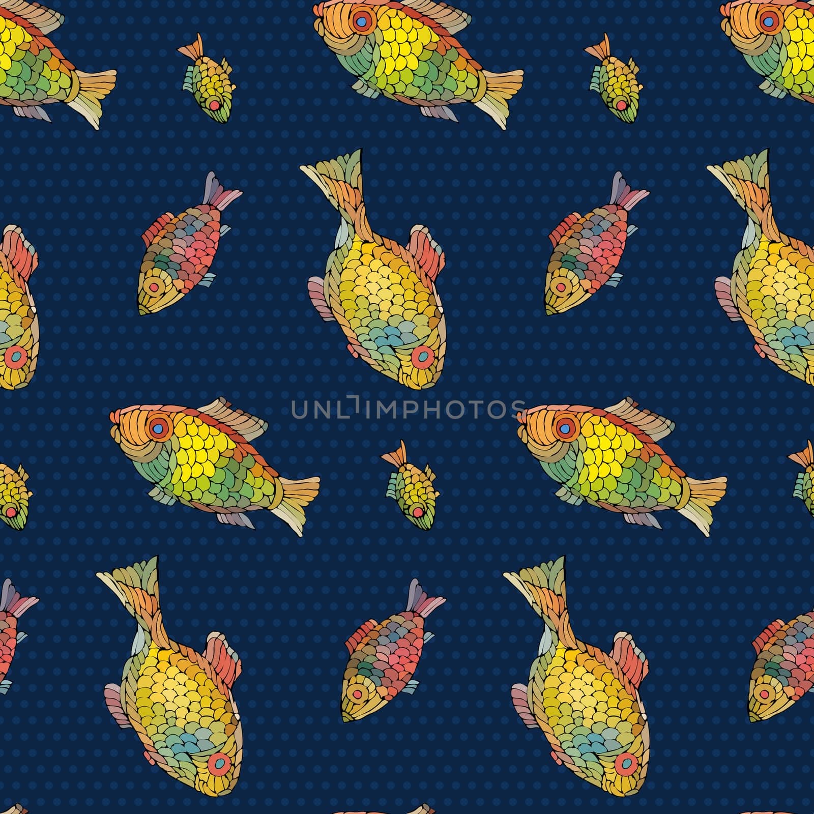 Seamless pattern with  fishes.Vector illustration.