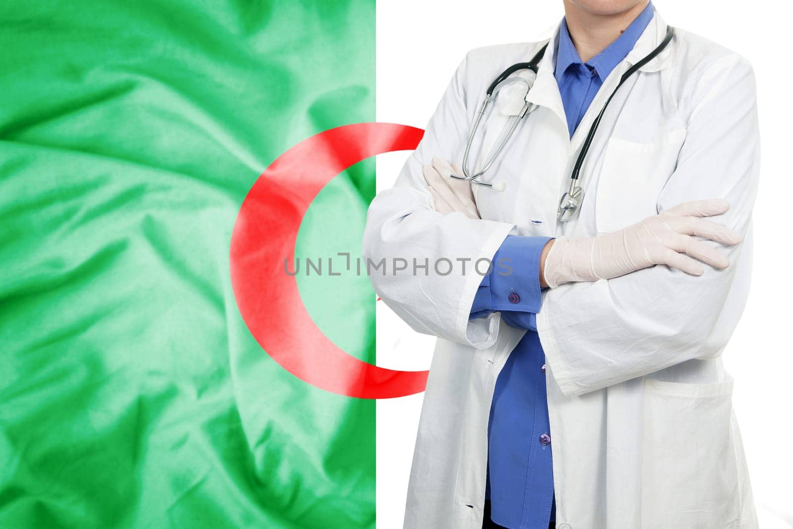 Doctor standing with the flag
