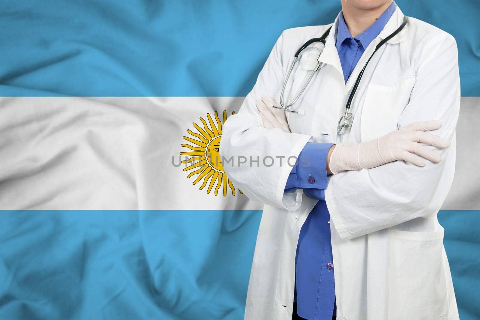 Doctor standing with the flag