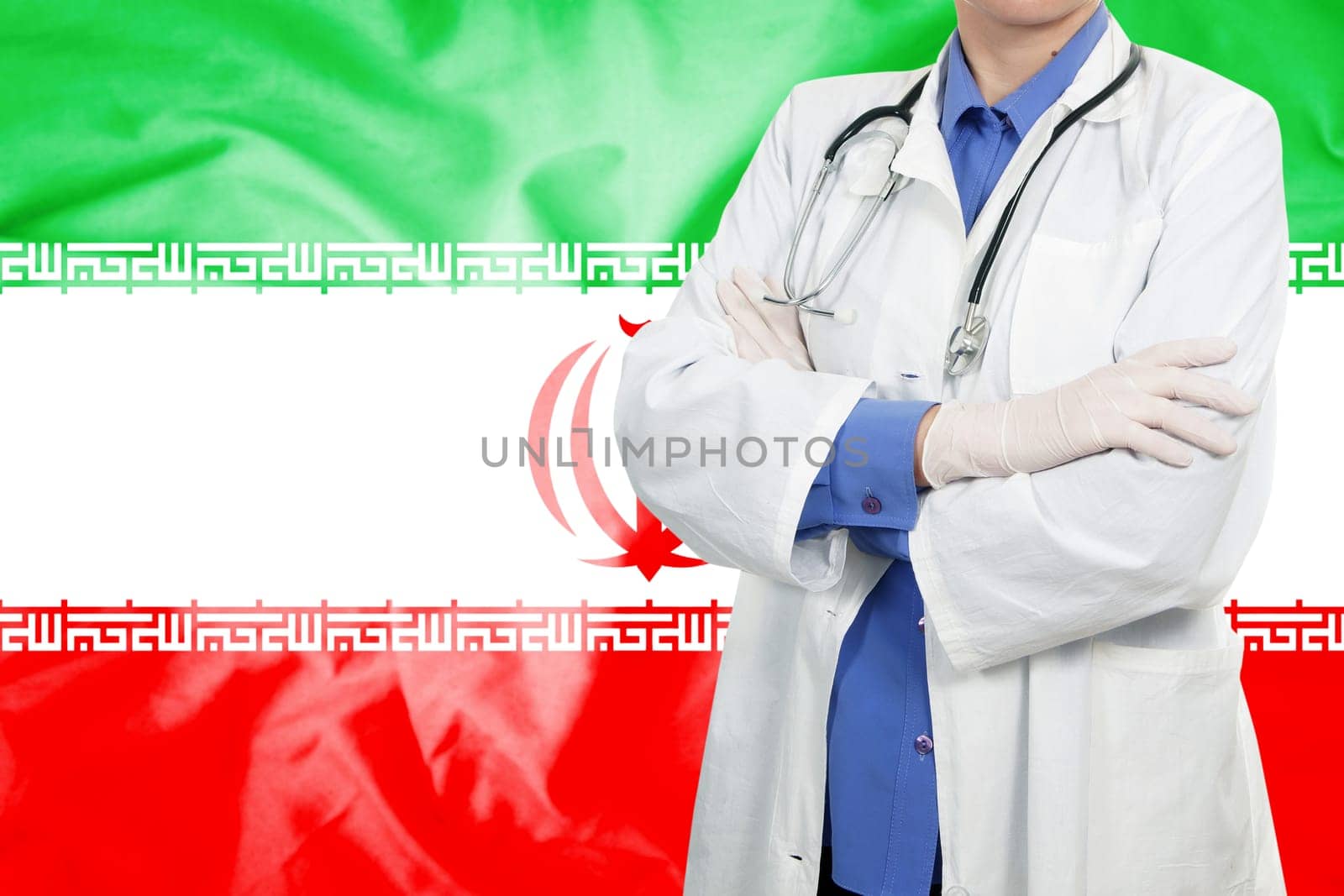 Doctor standing with the flag