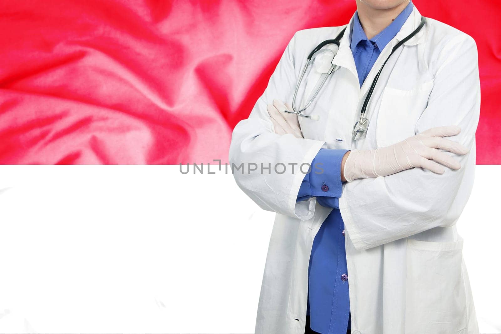Doctor standing with the flag