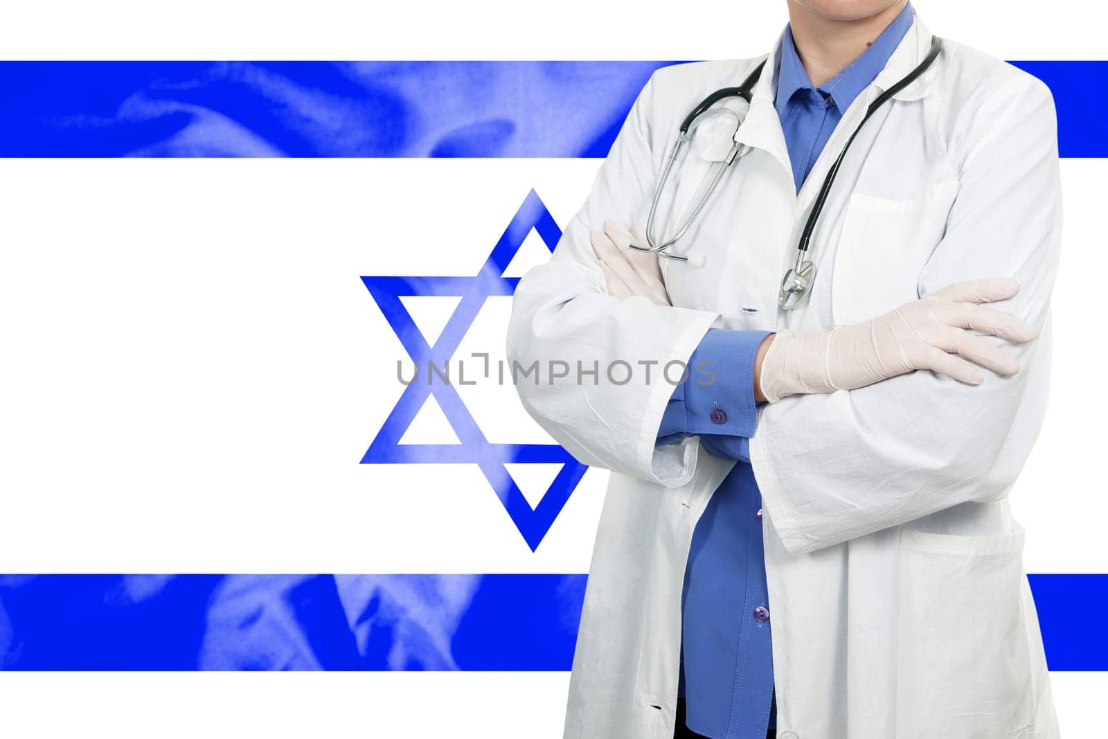 Doctor standing with the flag