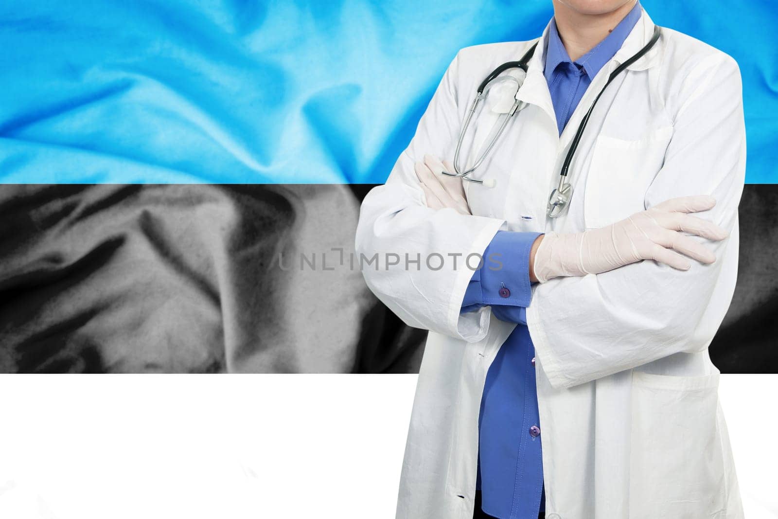 Doctor standing with the flag
