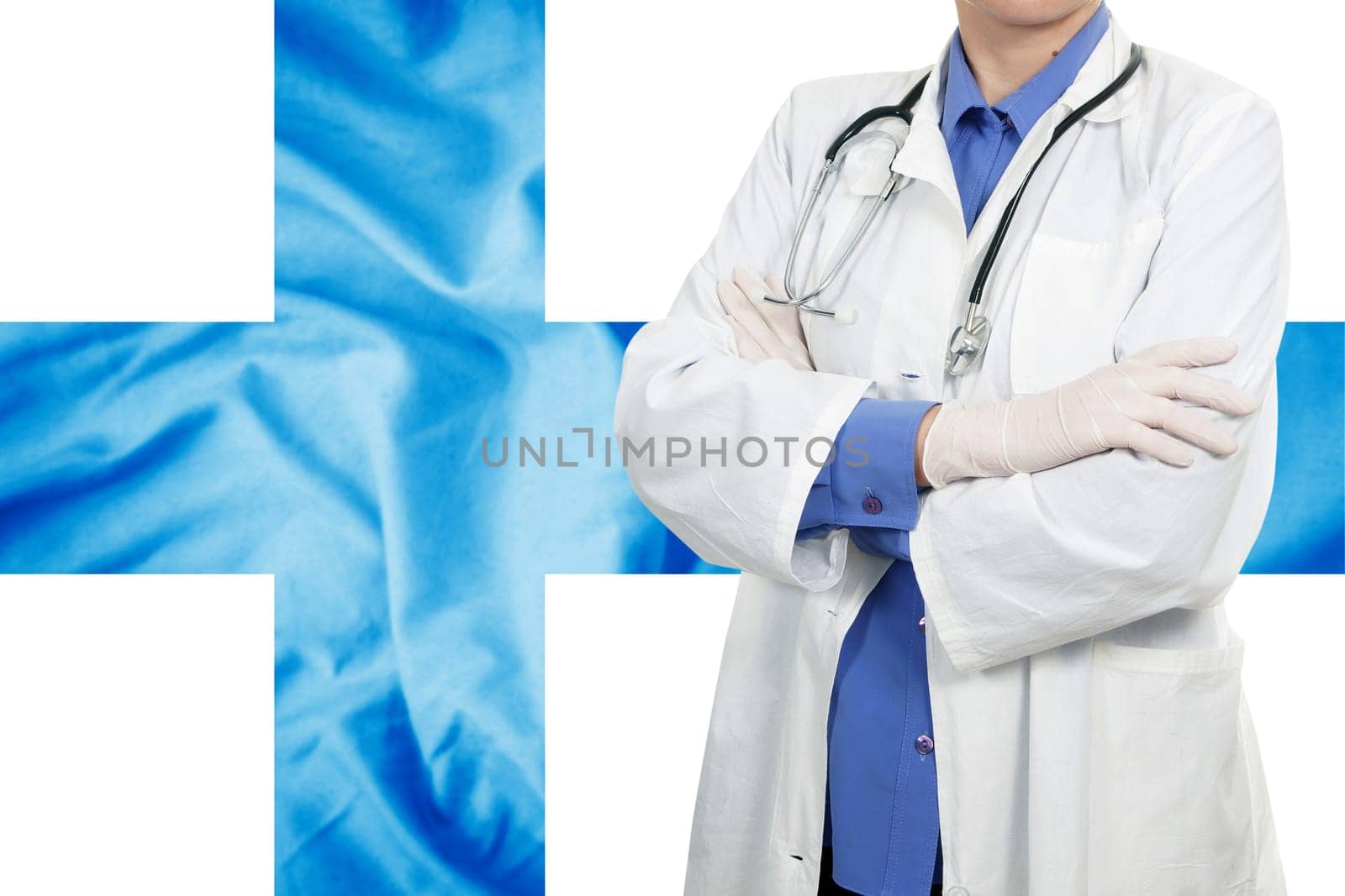 Doctor standing with the flag