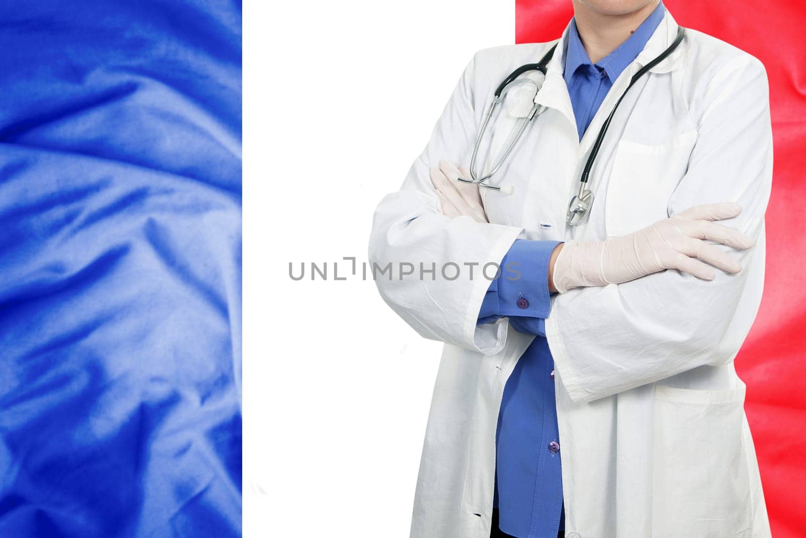 Doctor standing with the flag
