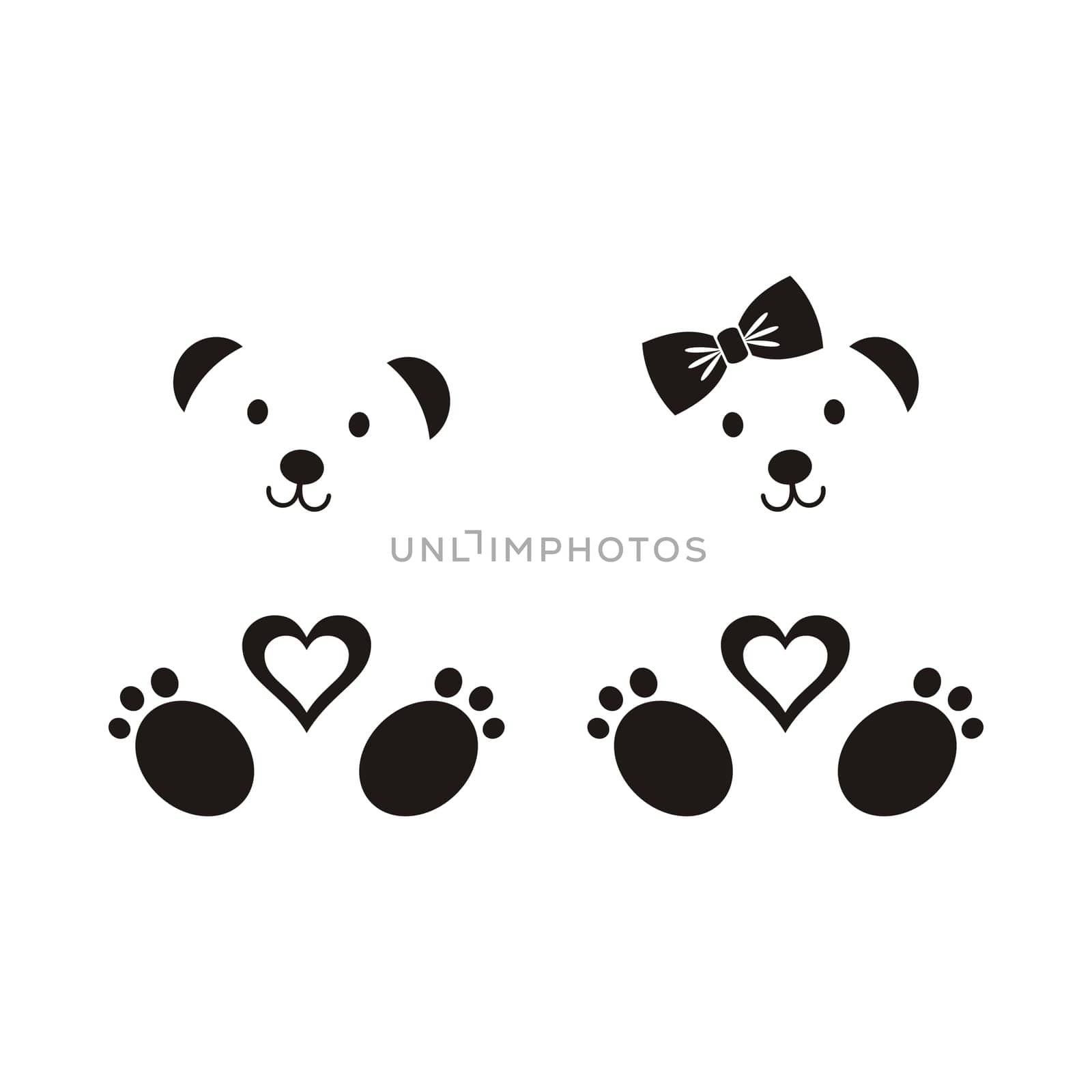 Black vector teddy bear icons boy and girl