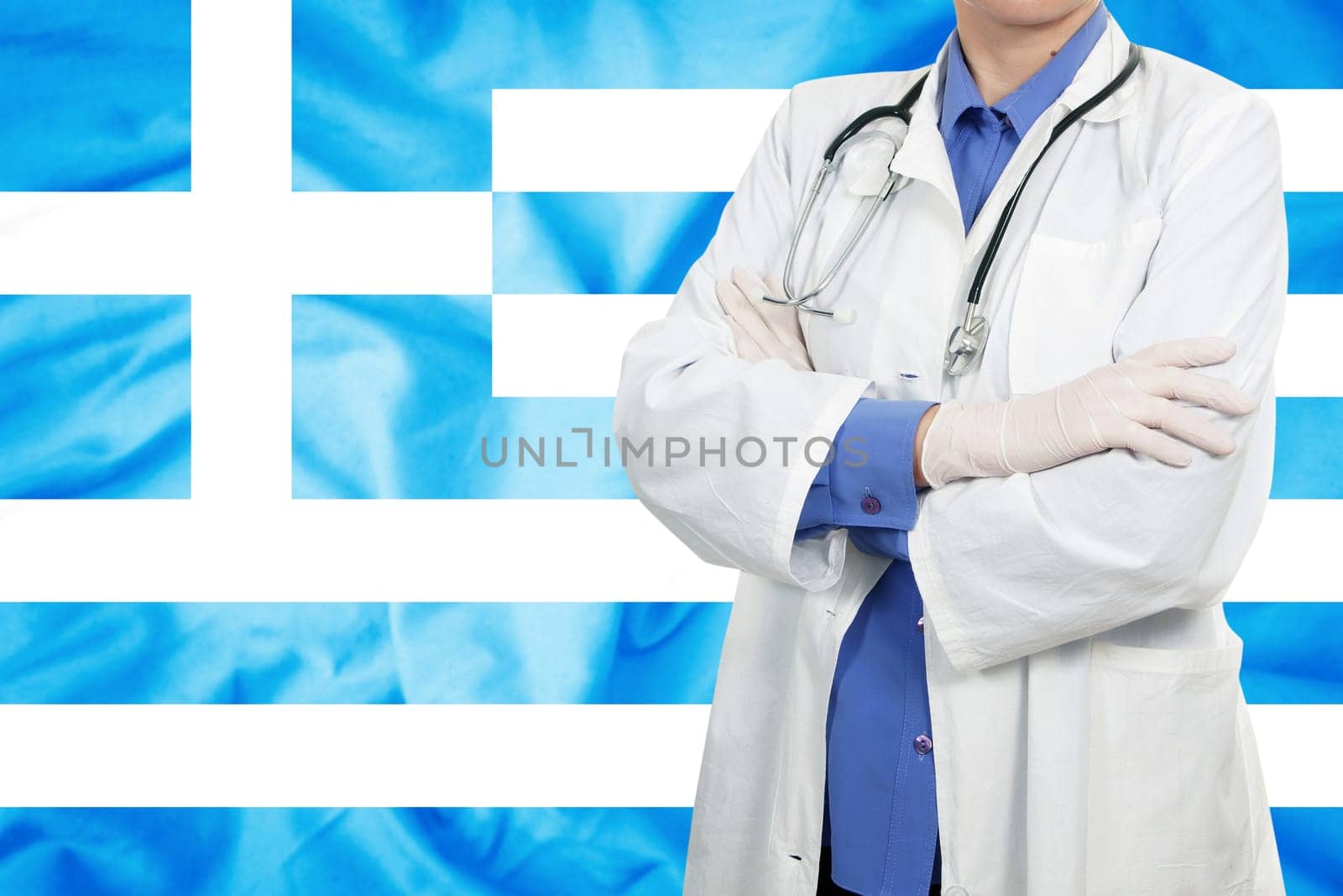 Doctor standing with the flag