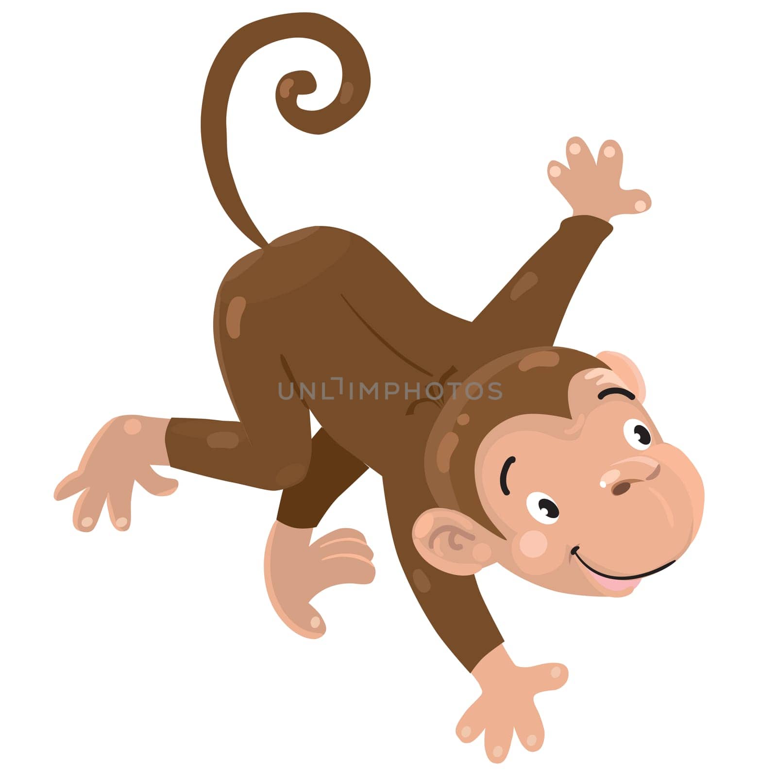 Vector cartoon character of little funny monkey. Children illustration