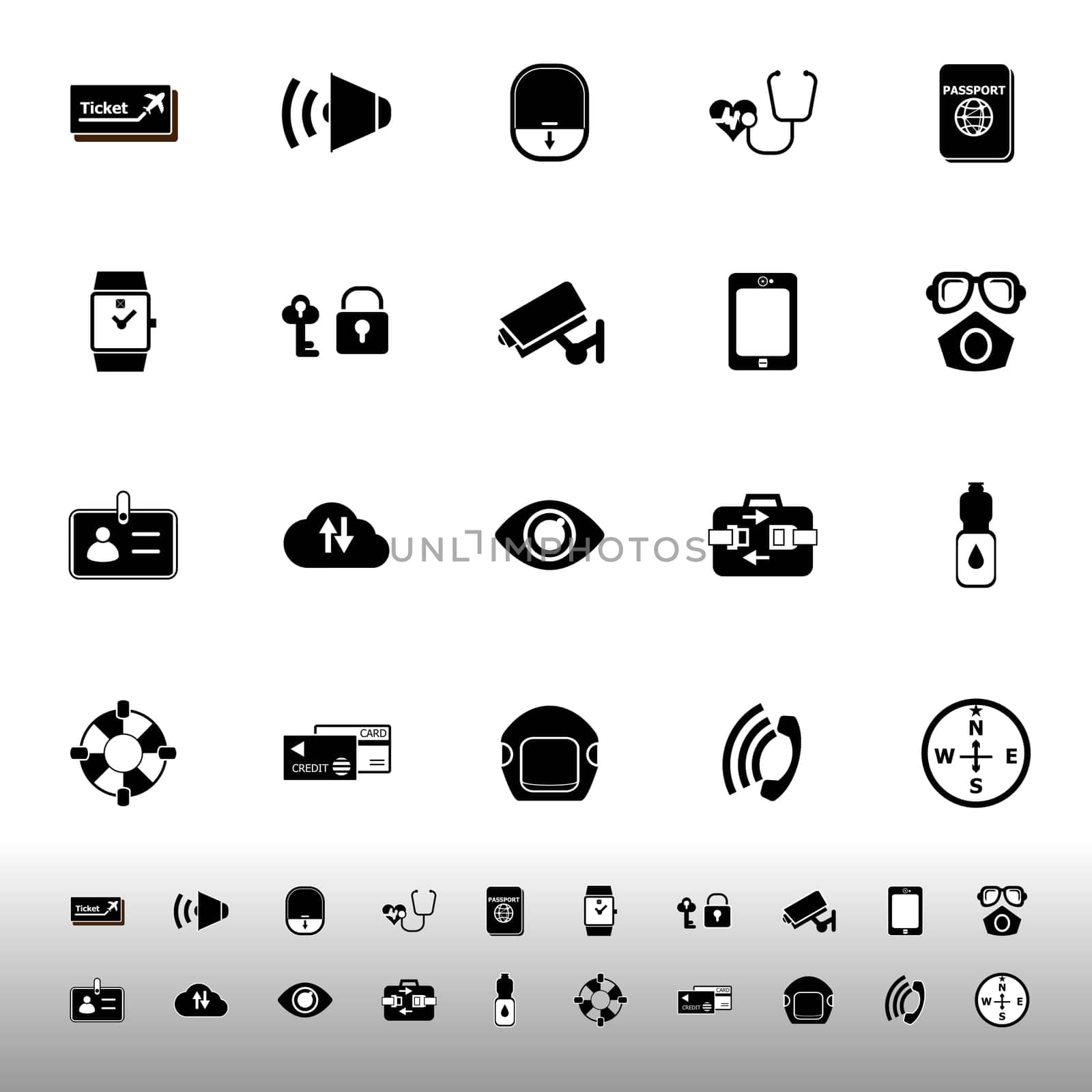 Passenger security icons on white background, stock vector