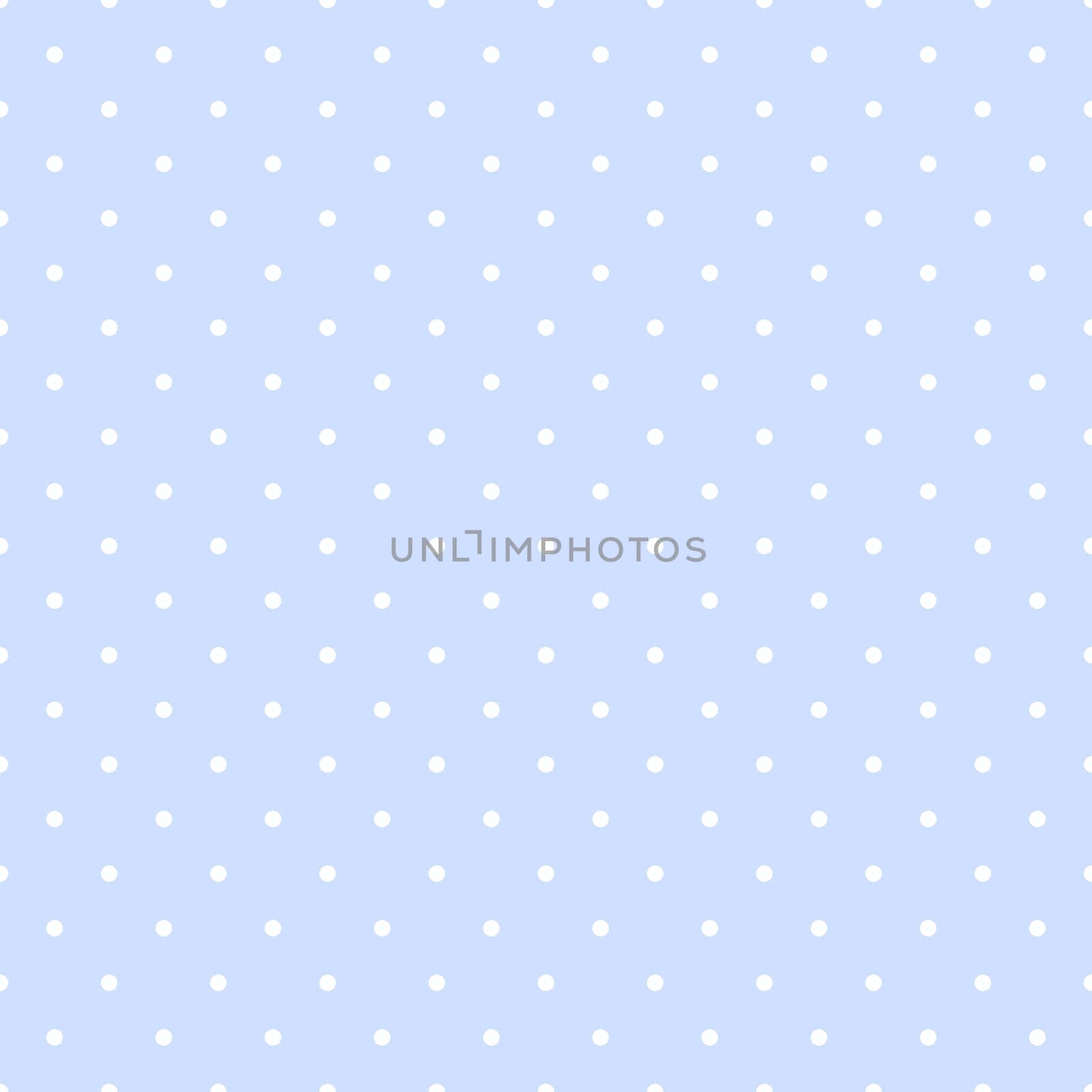 Seamless vector pattern with white polka dots on a pastel blue background. For web design, desktop wallpaper, kids background, art, decoration or scrapbook.