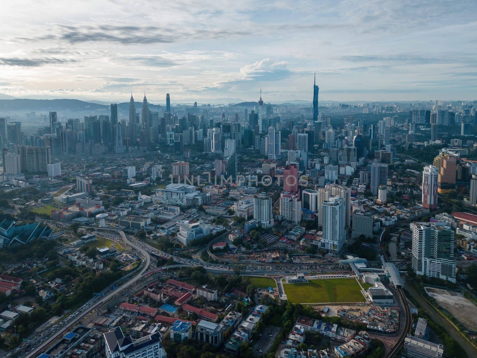 Aerial view Kuala Lumpur from Titiwangsa in morning