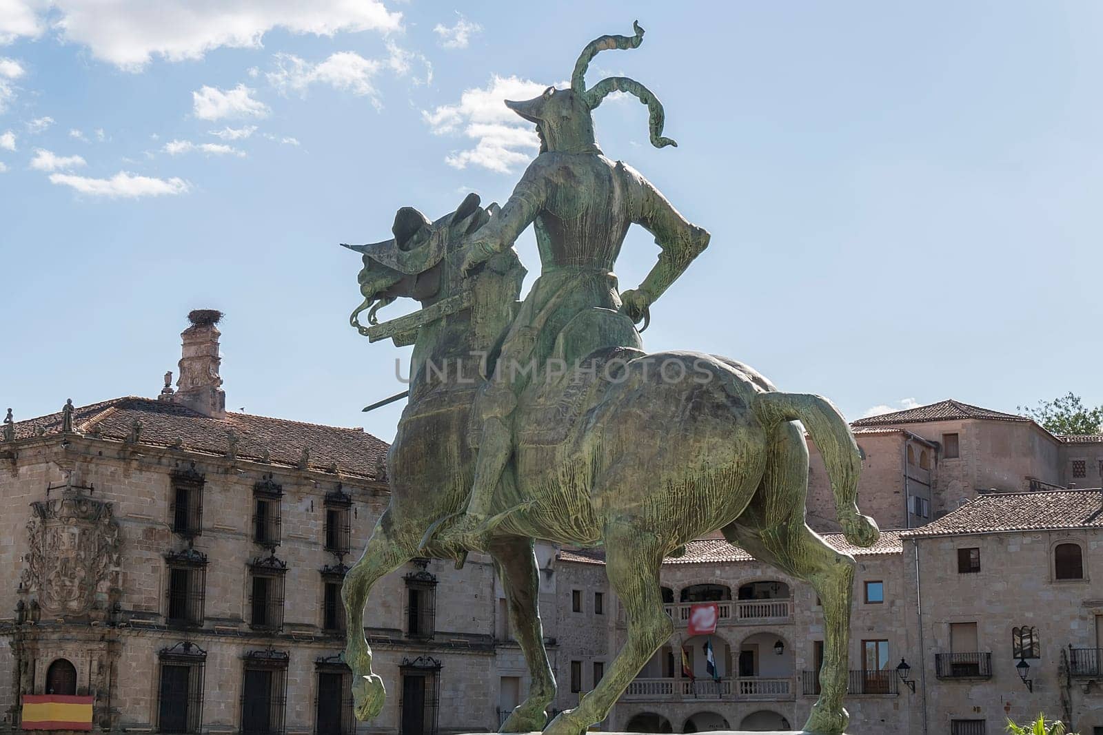 Statue of Francisco Pisarro in the main square (Trujillo, Caceres, Spain).