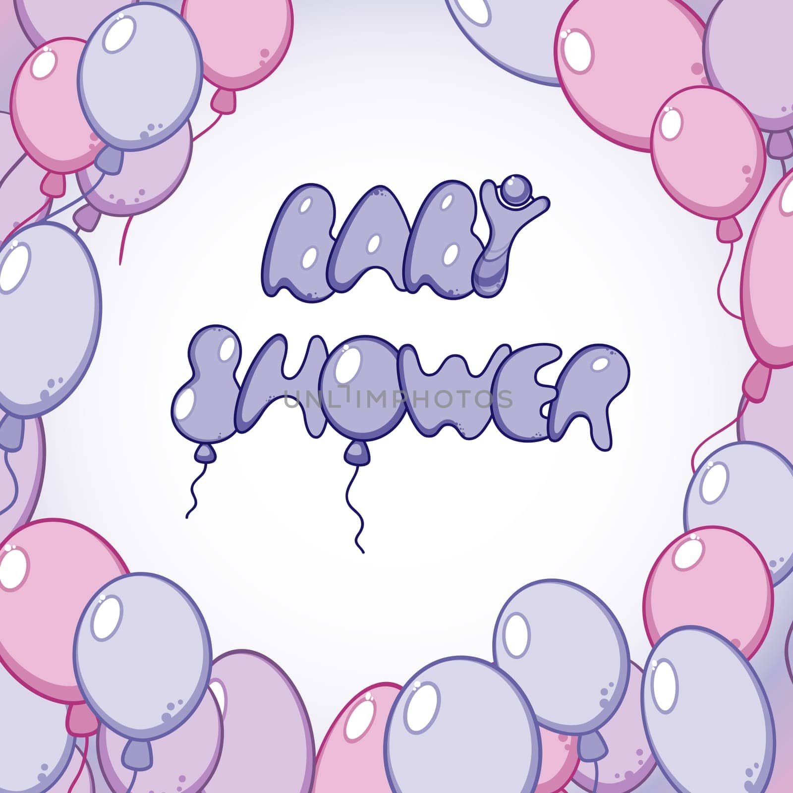 Template with balloons for baby shower card