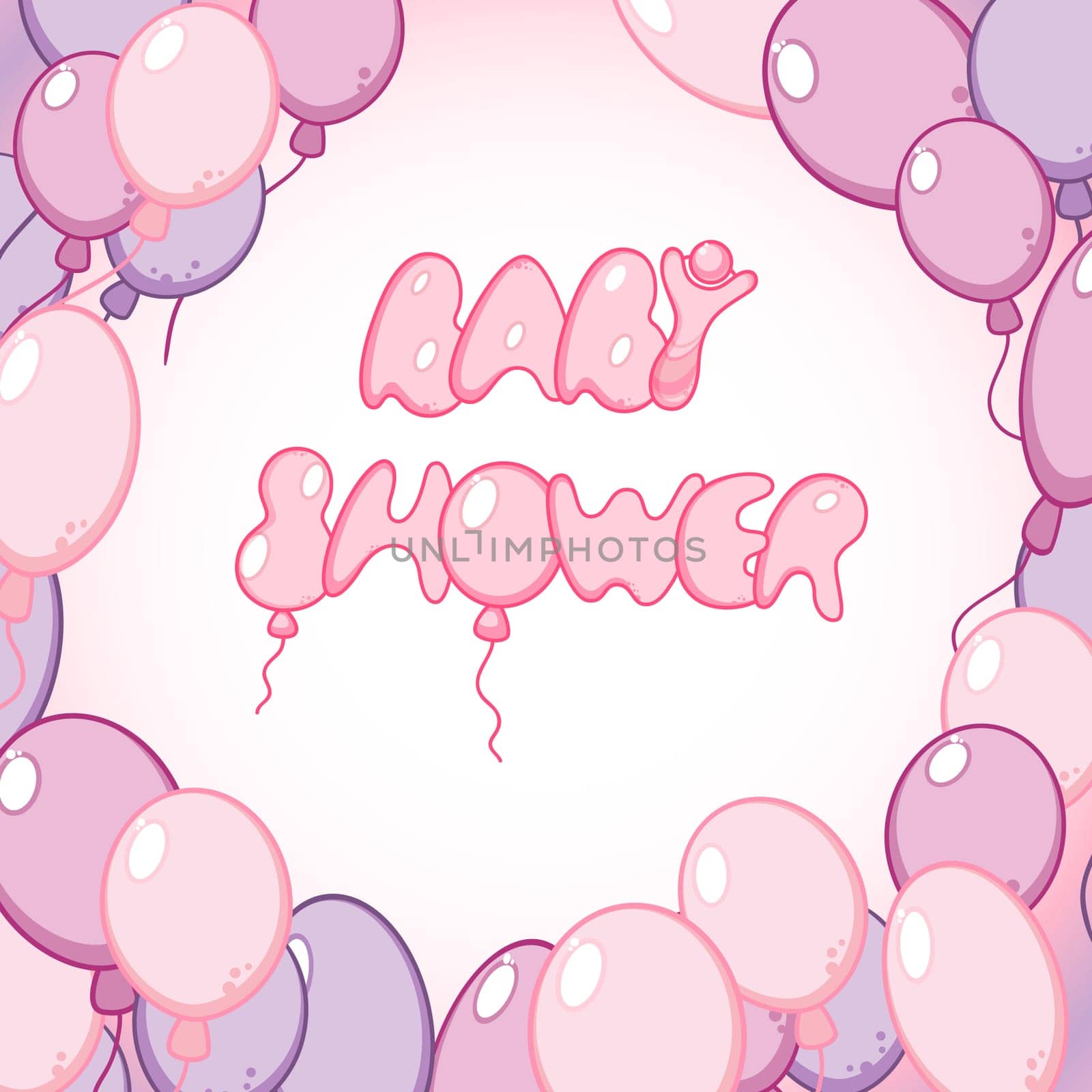 Template with balloons for baby shower card