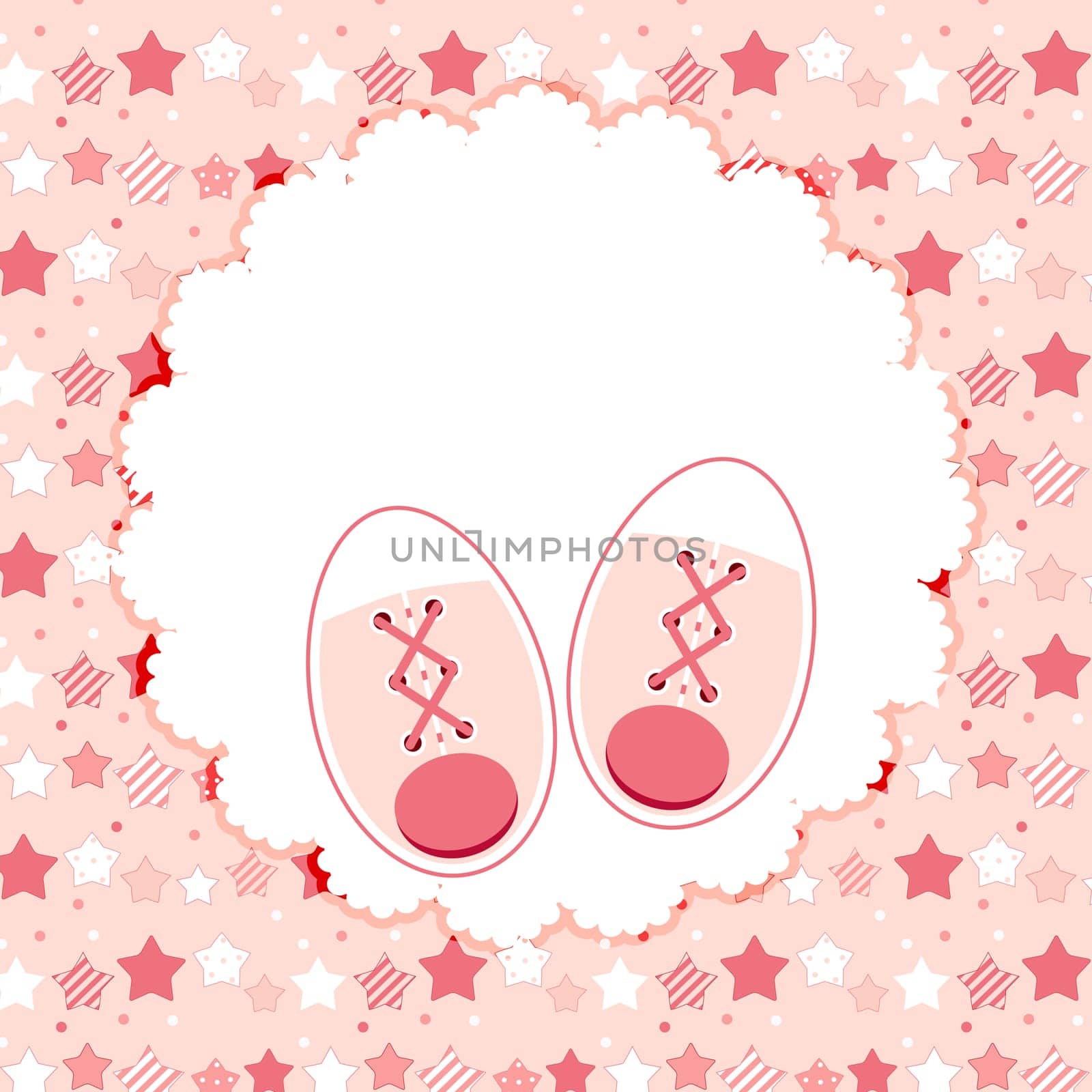Vector Illustration of Pink Baby Shoes for Newborn Girl. EPS10