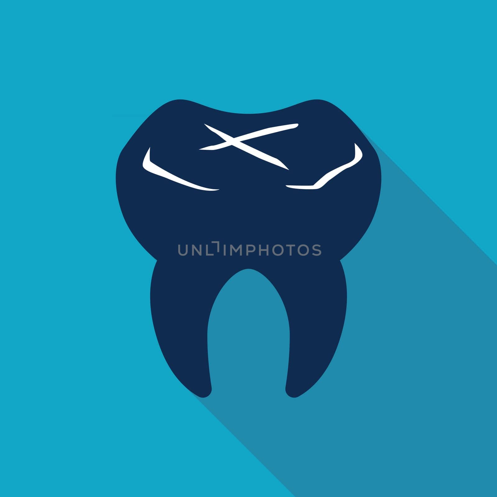 Tooth Flat style Icon with long shadows
