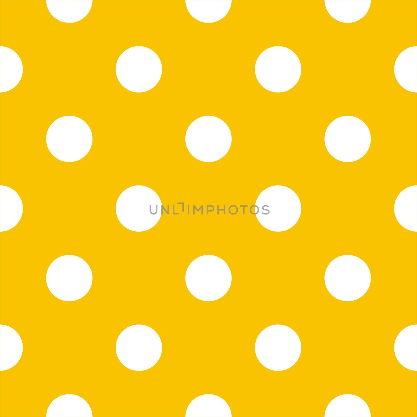 Seamless vector pattern with big white polka dots on a sunny yellow background. For tile desktop wallpaper or decoration