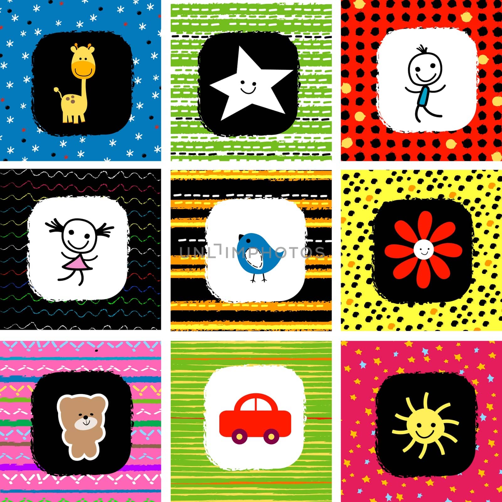 colorful cute baby pattern set