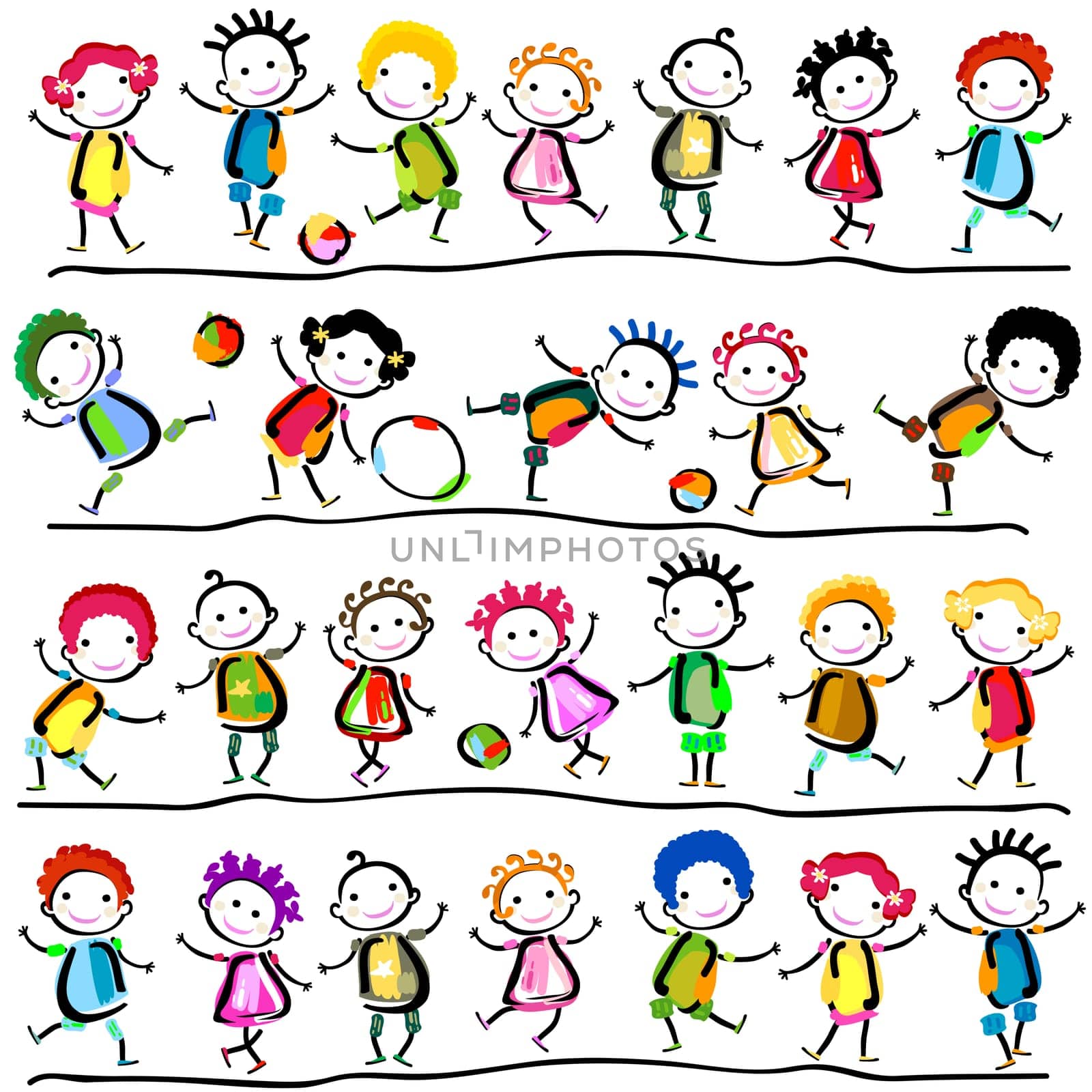 group of happy children playing